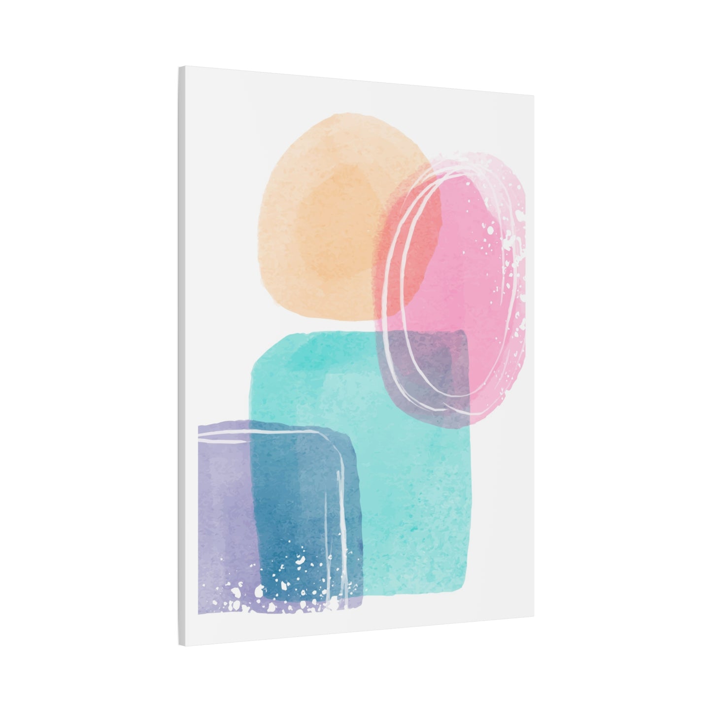 Soft Watercolor Color Set 1.1 - Matte Canvas Decor with Minimalist Leaf Design