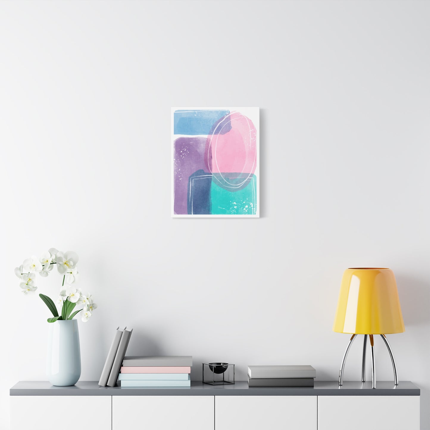Soft Watercolor Color Art Set 1.2 - Matte Canvas Decor with Minimalist Leaf Design