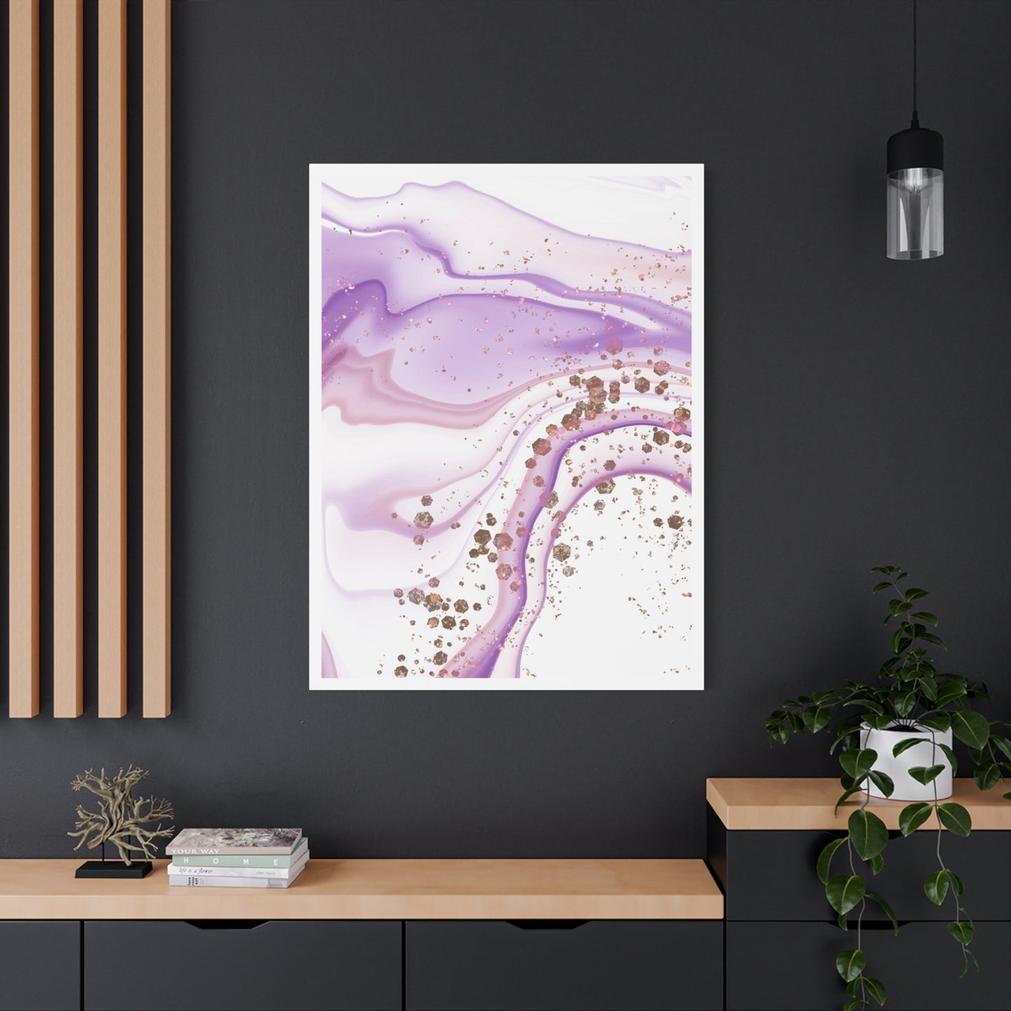 Blush Pink Marble Wall Art Set 1.3 - Matte Canvas Decor with Minimalist Leaf Design