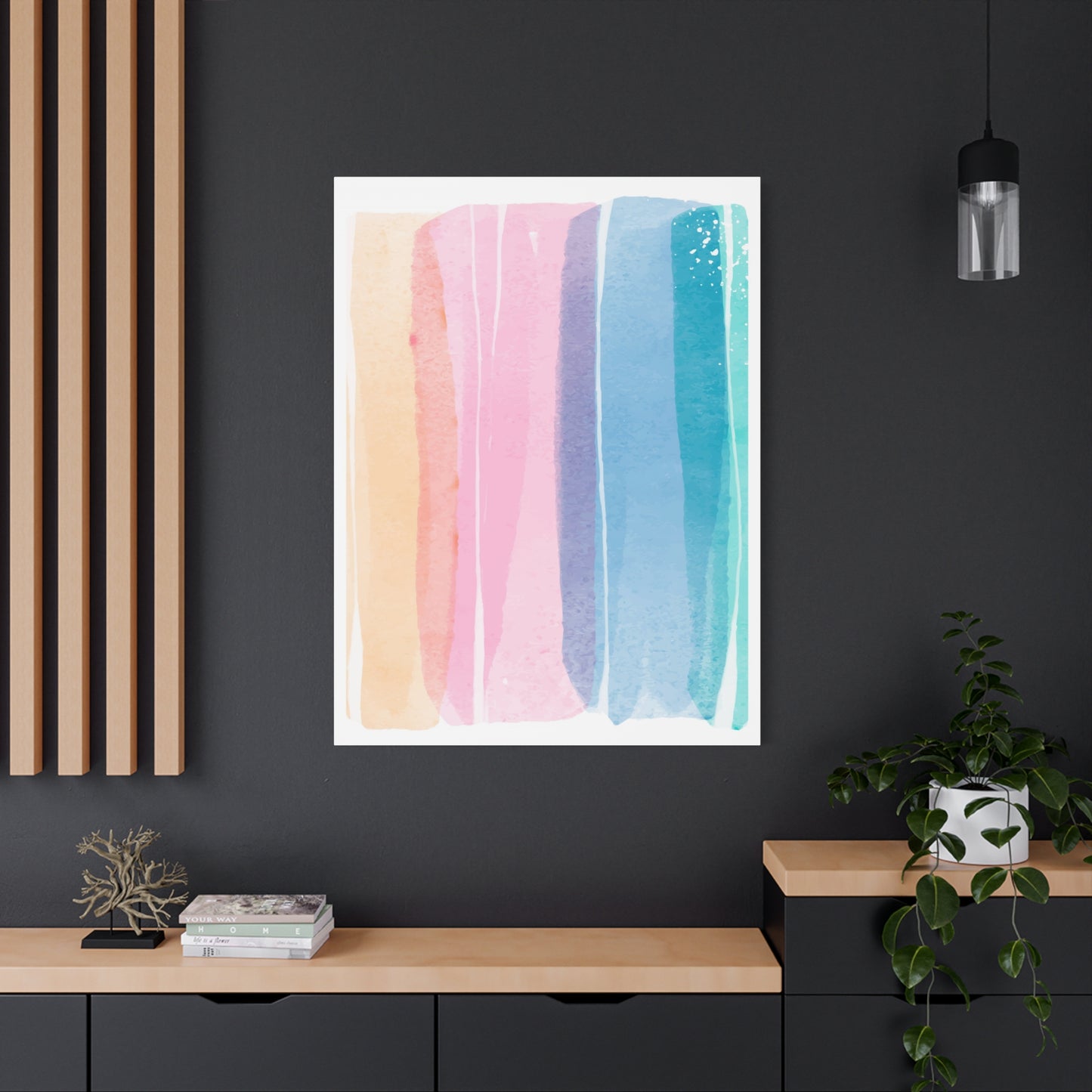 Soft Watercolor Color Set 1.3- Matte Canvas Decor with Minimalist Leaf Design