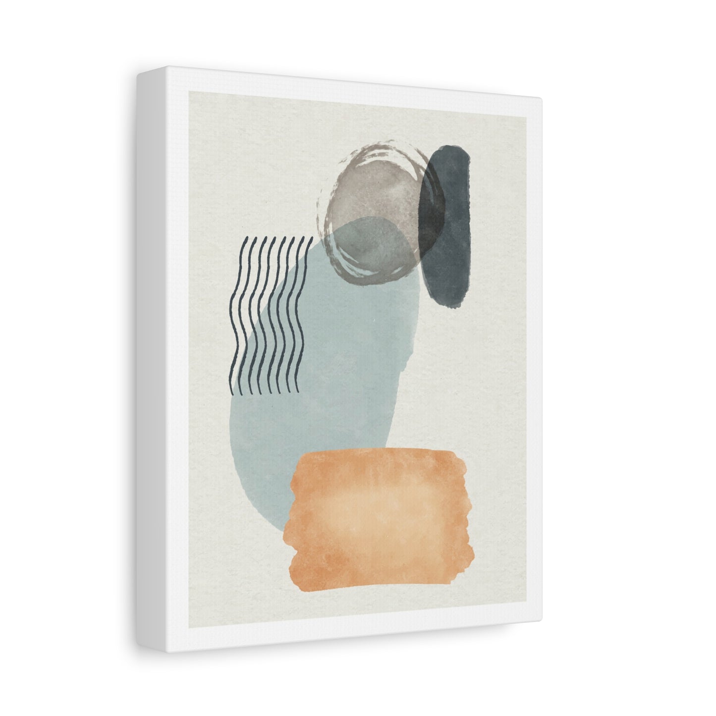 Blue Tone Watercolor Brush Art Set 1.2 - Matte Canvas Decor with Minimalist Leaf Design