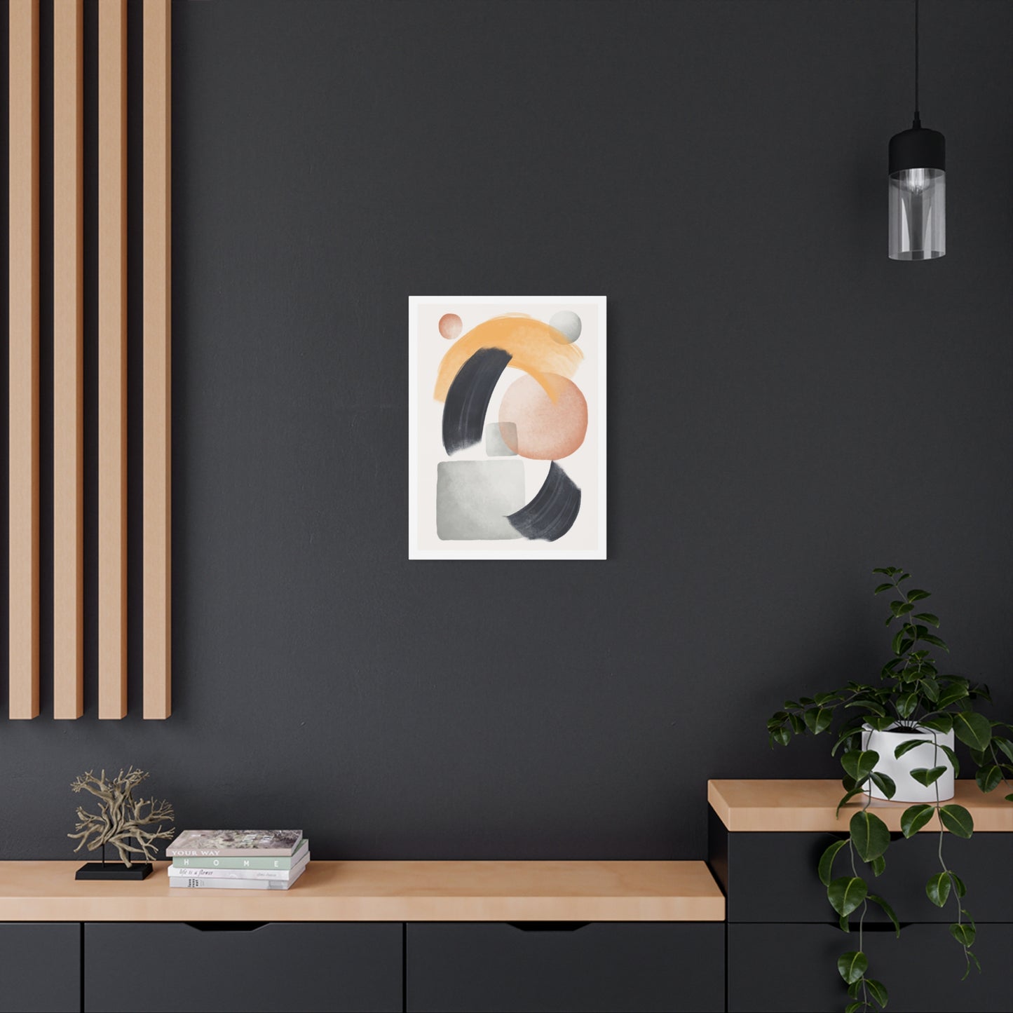 Minimal Watercolor Brush Art Set 1.2 - Matte Canvas Decor with Minimalist Leaf Design