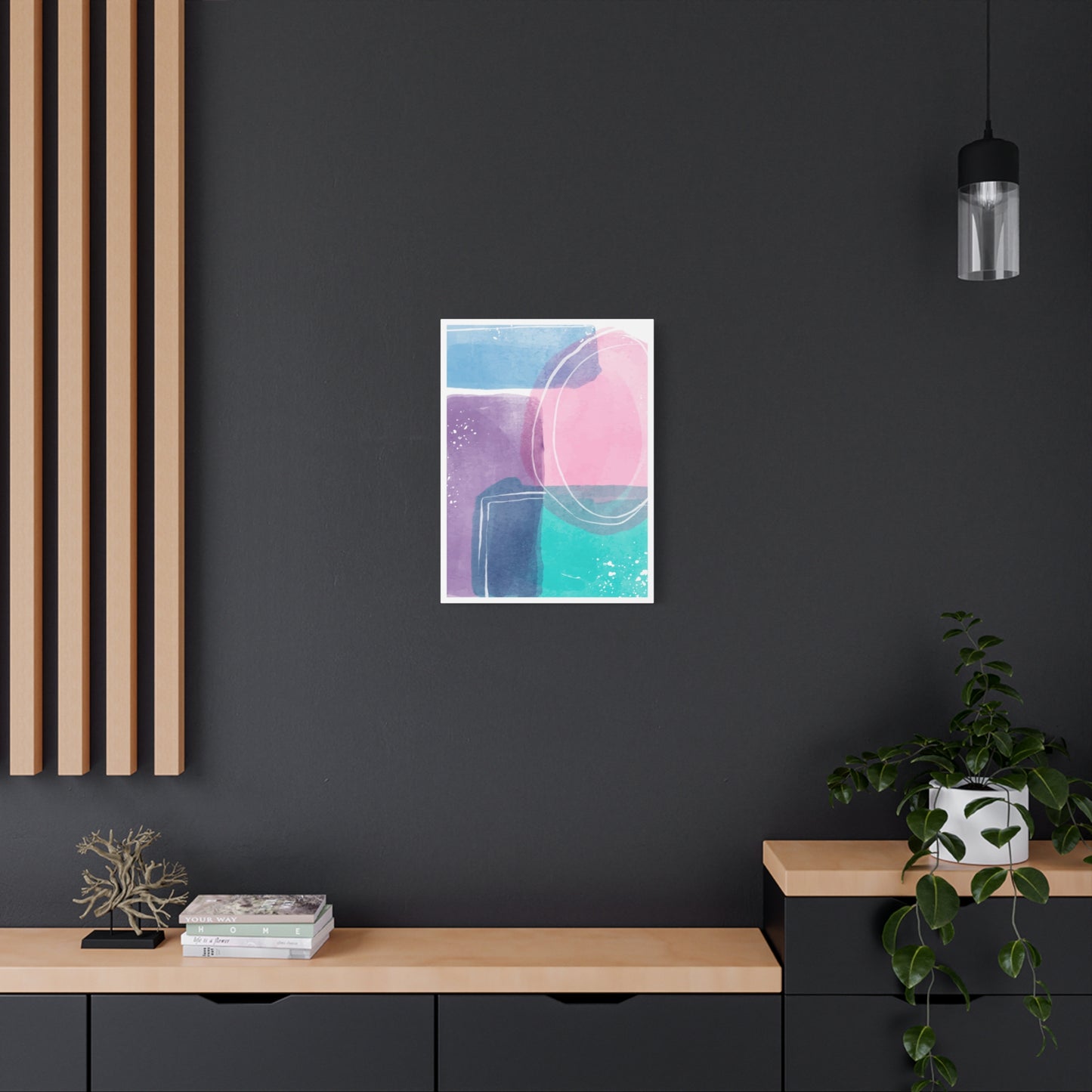 Soft Watercolor Color Art Set 1.2 - Matte Canvas Decor with Minimalist Leaf Design