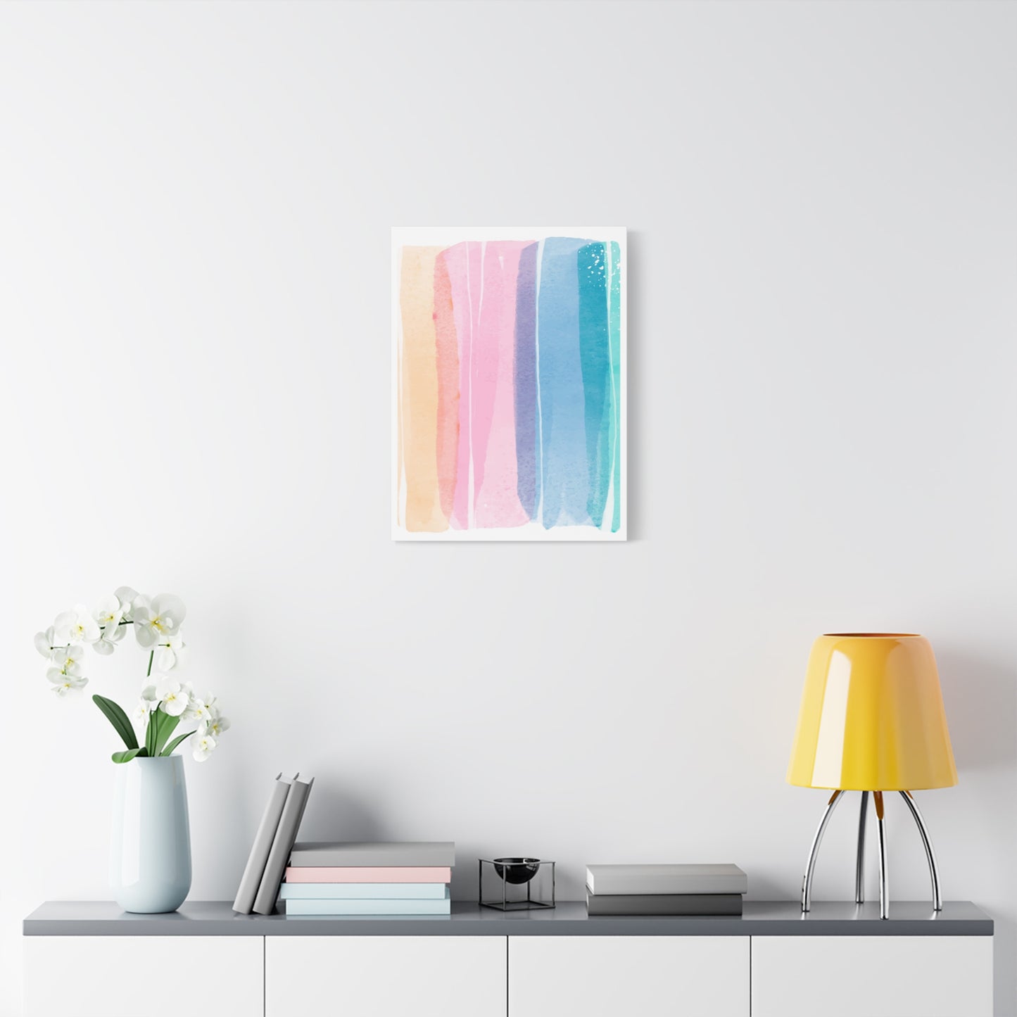 Soft Watercolor Color Set 1.3- Matte Canvas Decor with Minimalist Leaf Design