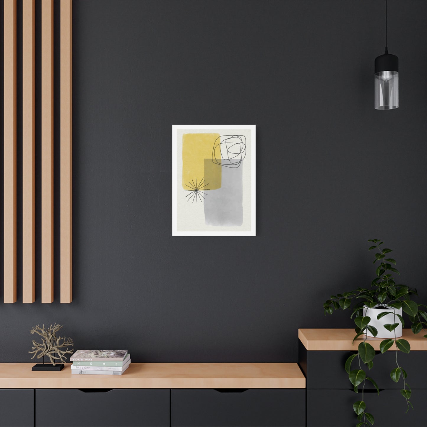 Gold Watercolor Wall Art Set 1.3 - Matte Canvas Decor with Minimalist Leaf Design