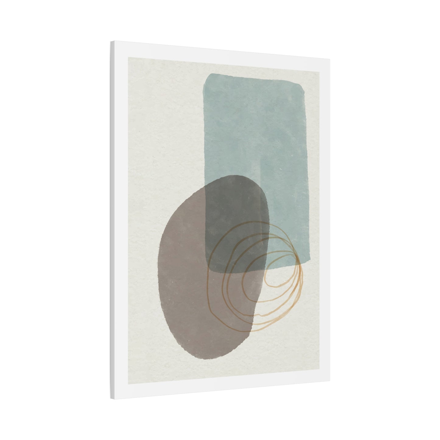 Blue Tone Watercolor Brush Art Set 1.1 - Matte Canvas Decor with Minimalist Leaf Design