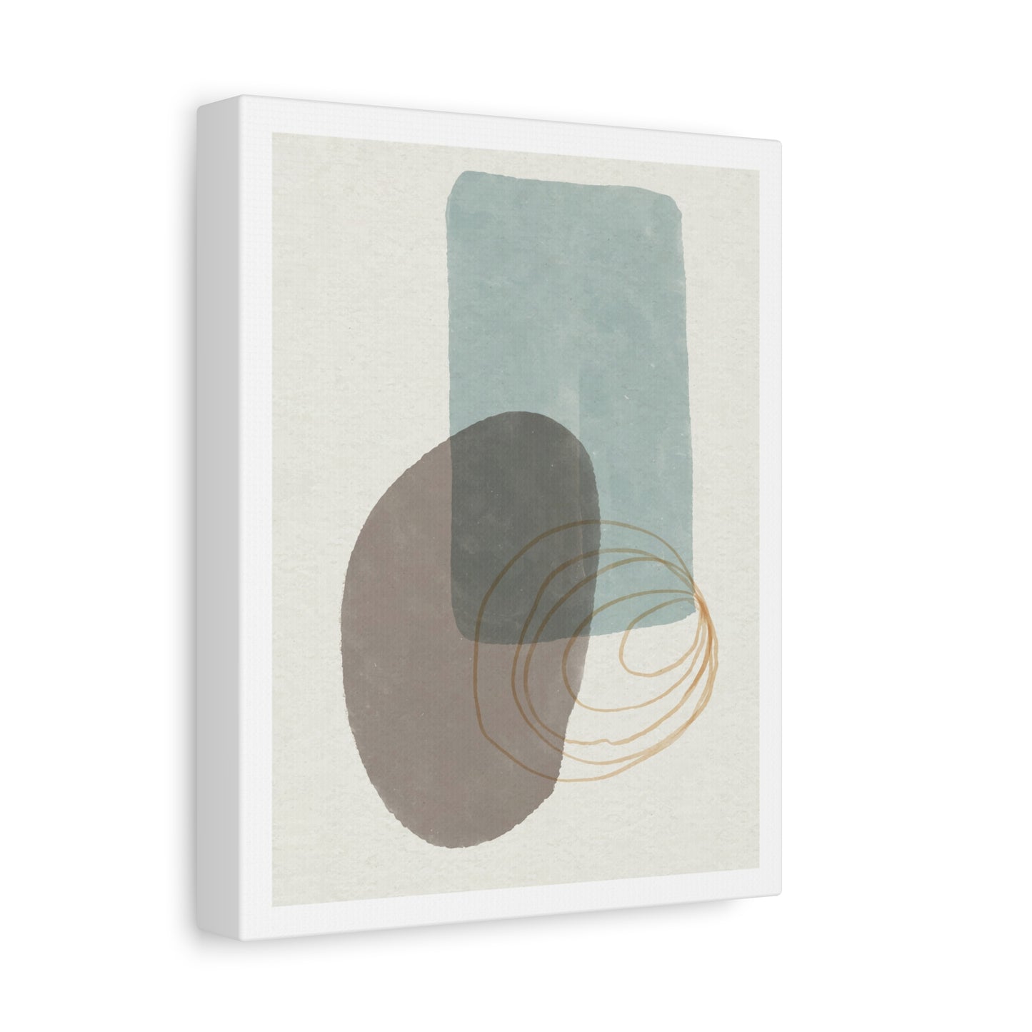 Blue Tone Watercolor Brush Art Set 1.1 - Matte Canvas Decor with Minimalist Leaf Design