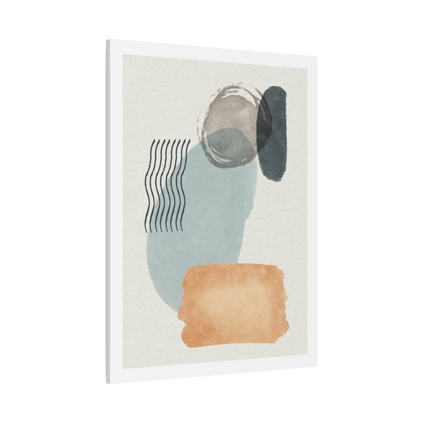 Blue Tone Watercolor Brush Art Set 1.2 - Matte Canvas Decor with Minimalist Leaf Design