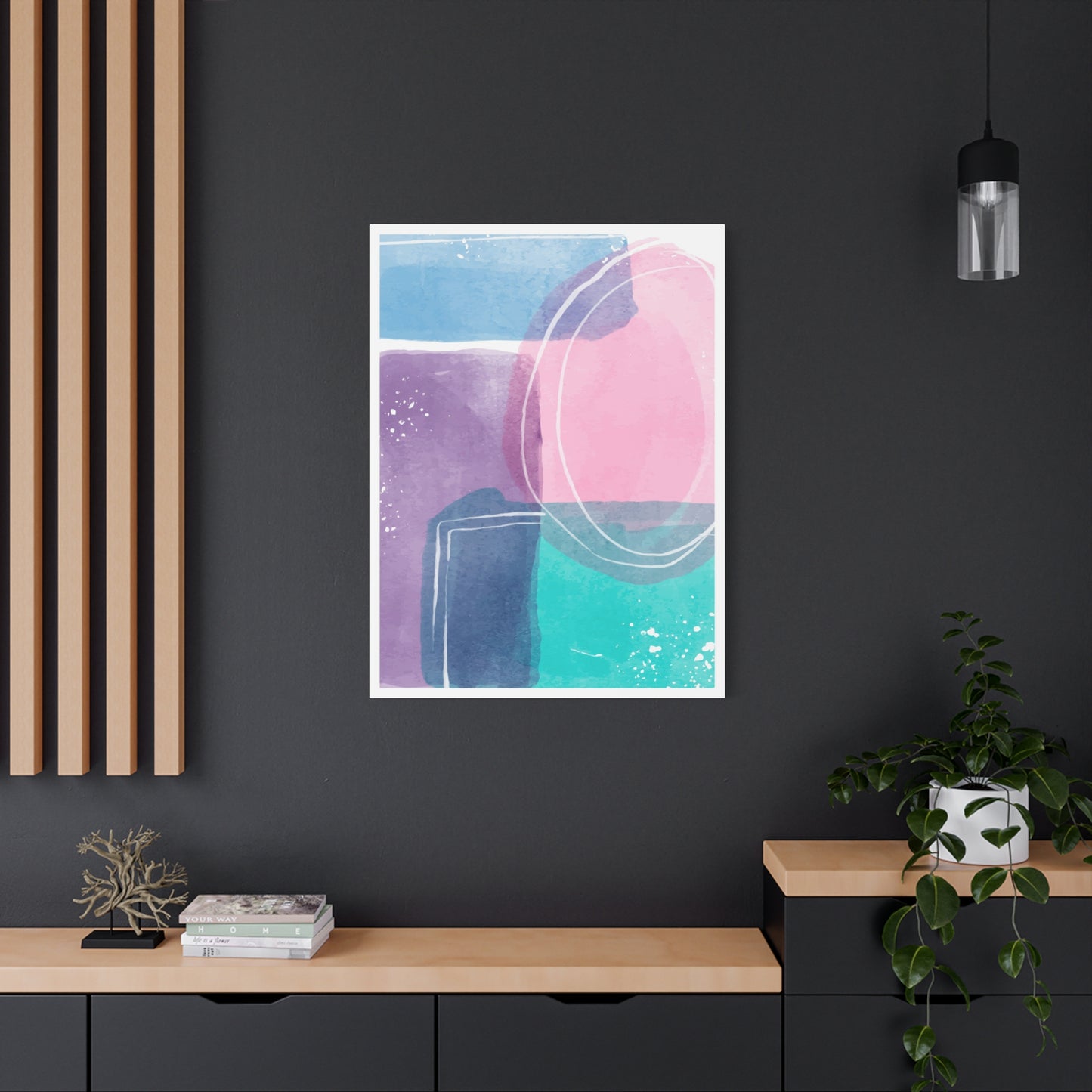 Soft Watercolor Color Art Set 1.2 - Matte Canvas Decor with Minimalist Leaf Design