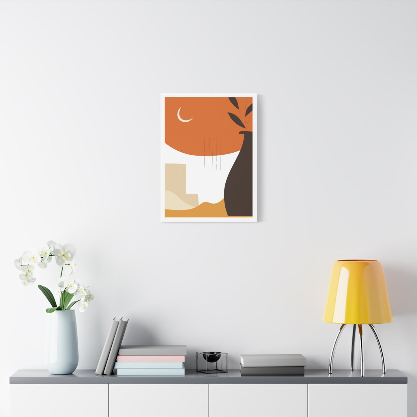 Lunar Bloom Art Set 1.3 - Matte Canvas Decor with Minimalist Leaf Design