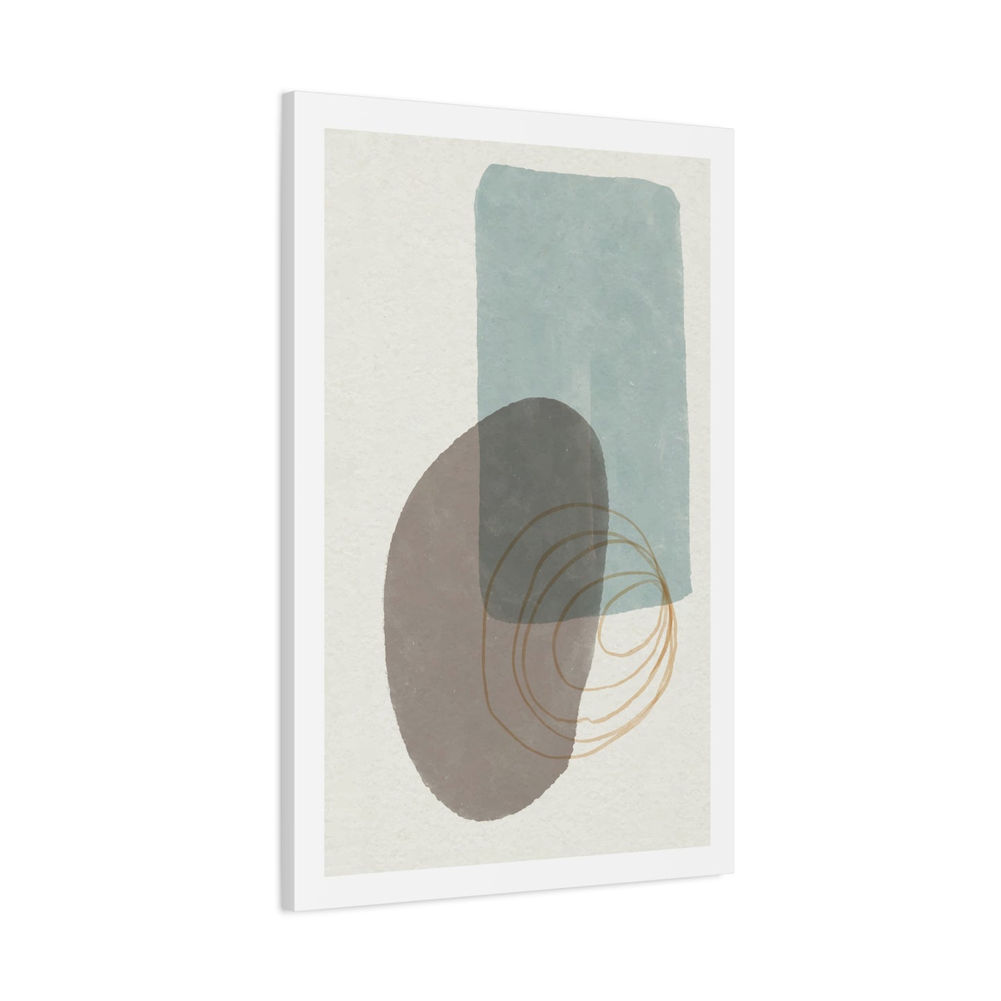 Blue Tone Watercolor Brush Art Set 1.1 - Matte Canvas Decor with Minimalist Leaf Design