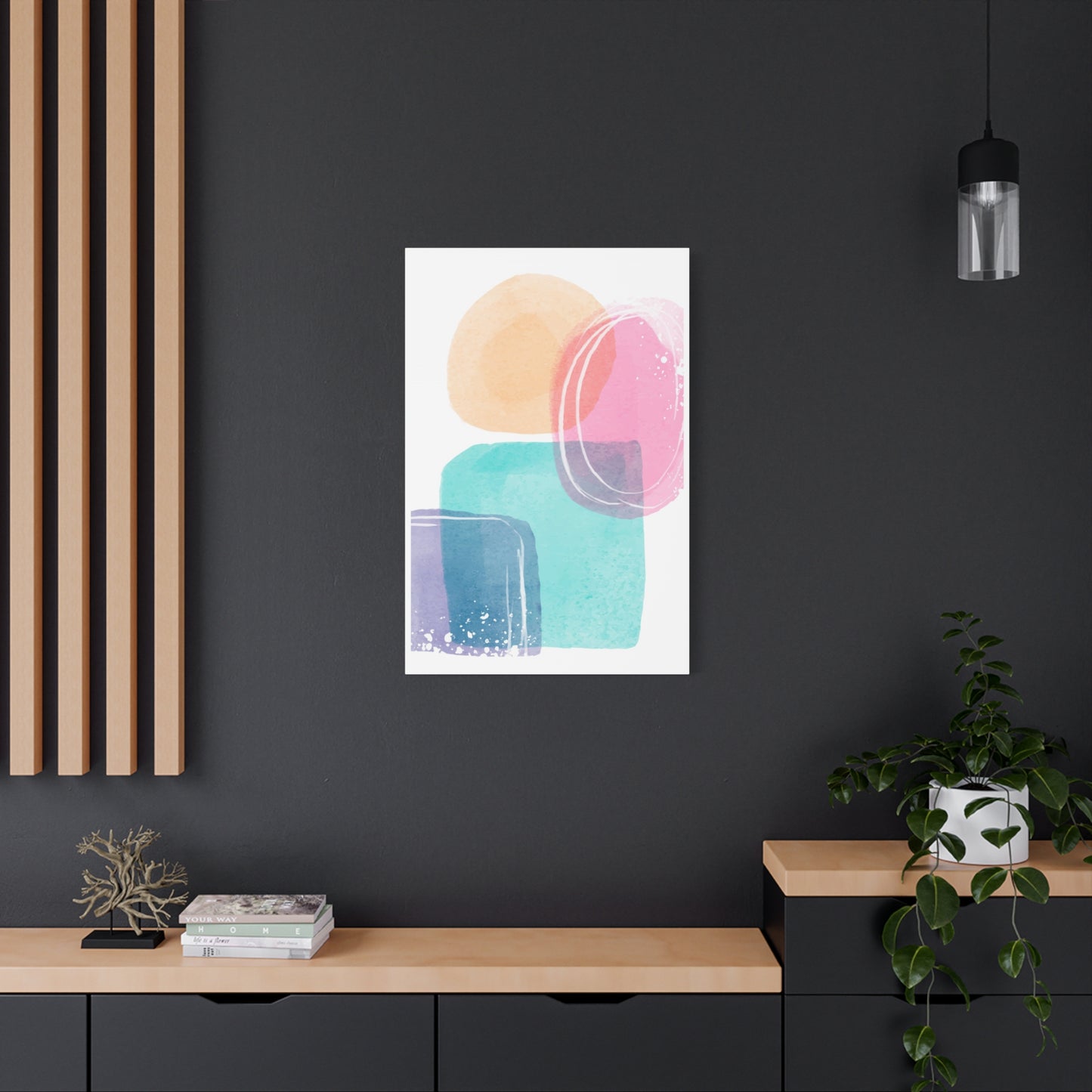 Soft Watercolor Color Set 1.1 - Matte Canvas Decor with Minimalist Leaf Design