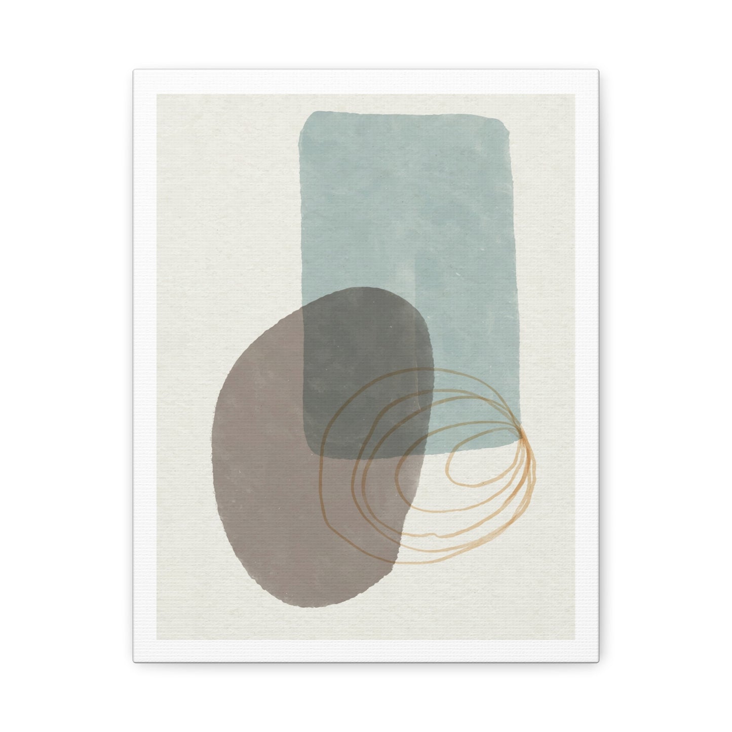 Blue Tone Watercolor Brush Art Set 1.1 - Matte Canvas Decor with Minimalist Leaf Design