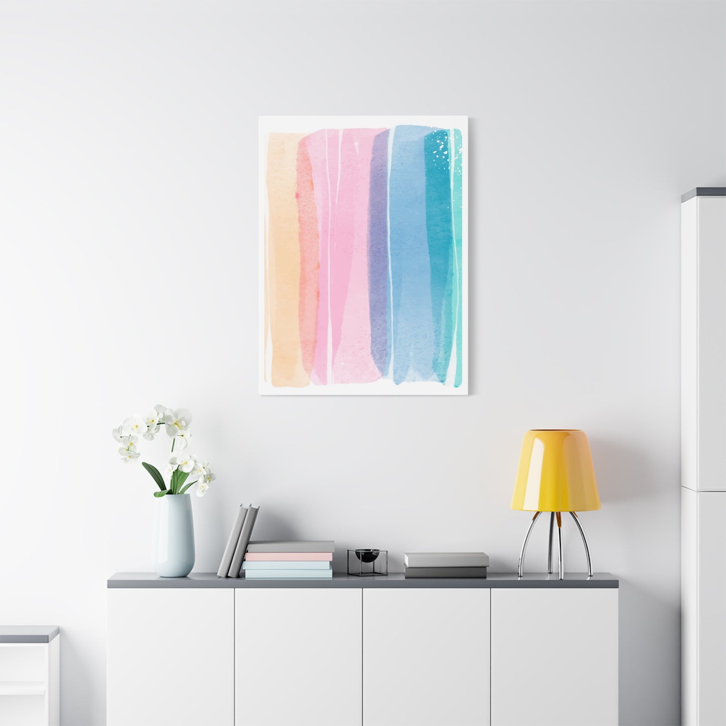 Soft Watercolor Color Set 1.3- Matte Canvas Decor with Minimalist Leaf Design