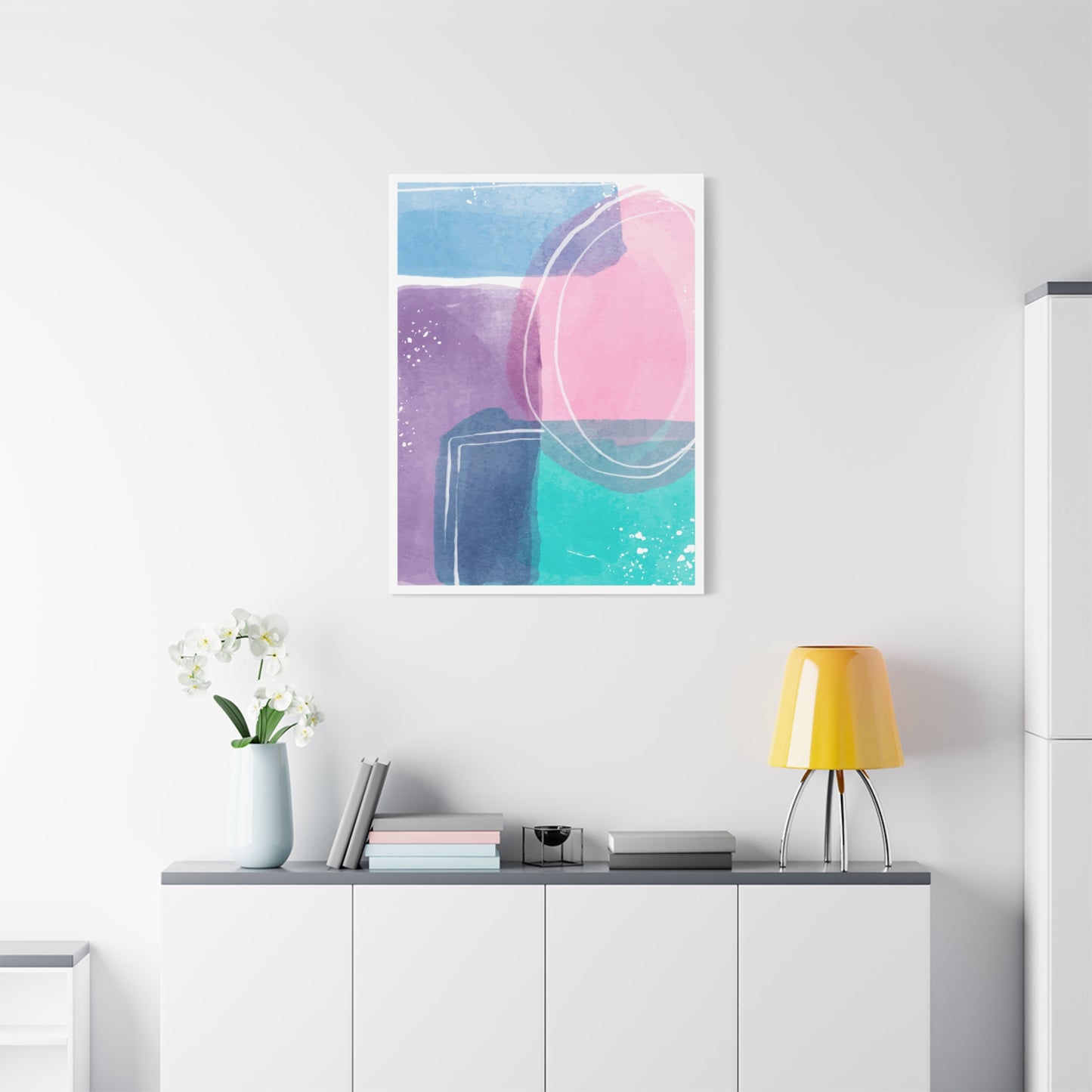 Soft Watercolor Color Art Set 1.2 - Matte Canvas Decor with Minimalist Leaf Design