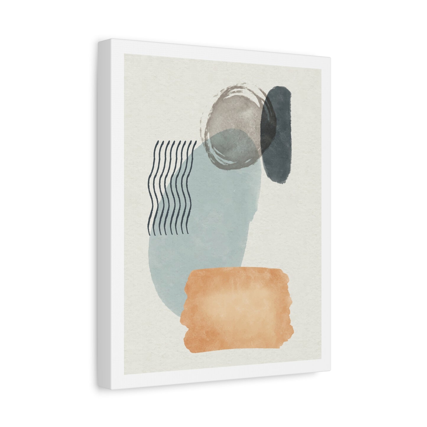 Blue Tone Watercolor Brush Art Set 1.2 - Matte Canvas Decor with Minimalist Leaf Design