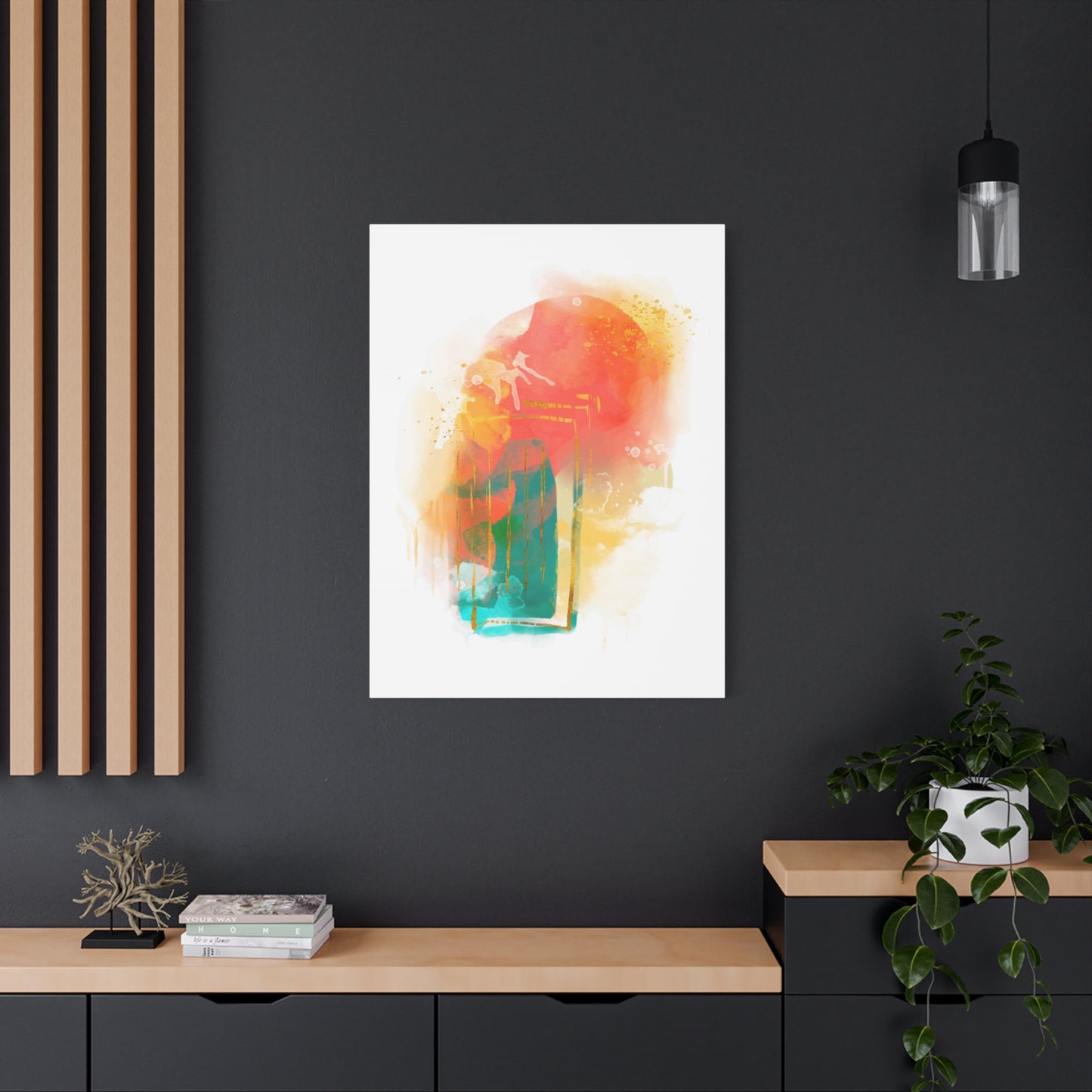 Watercolor Painting Set 1.3 - Matte Canvas Decor with Minimalist Leaf Design