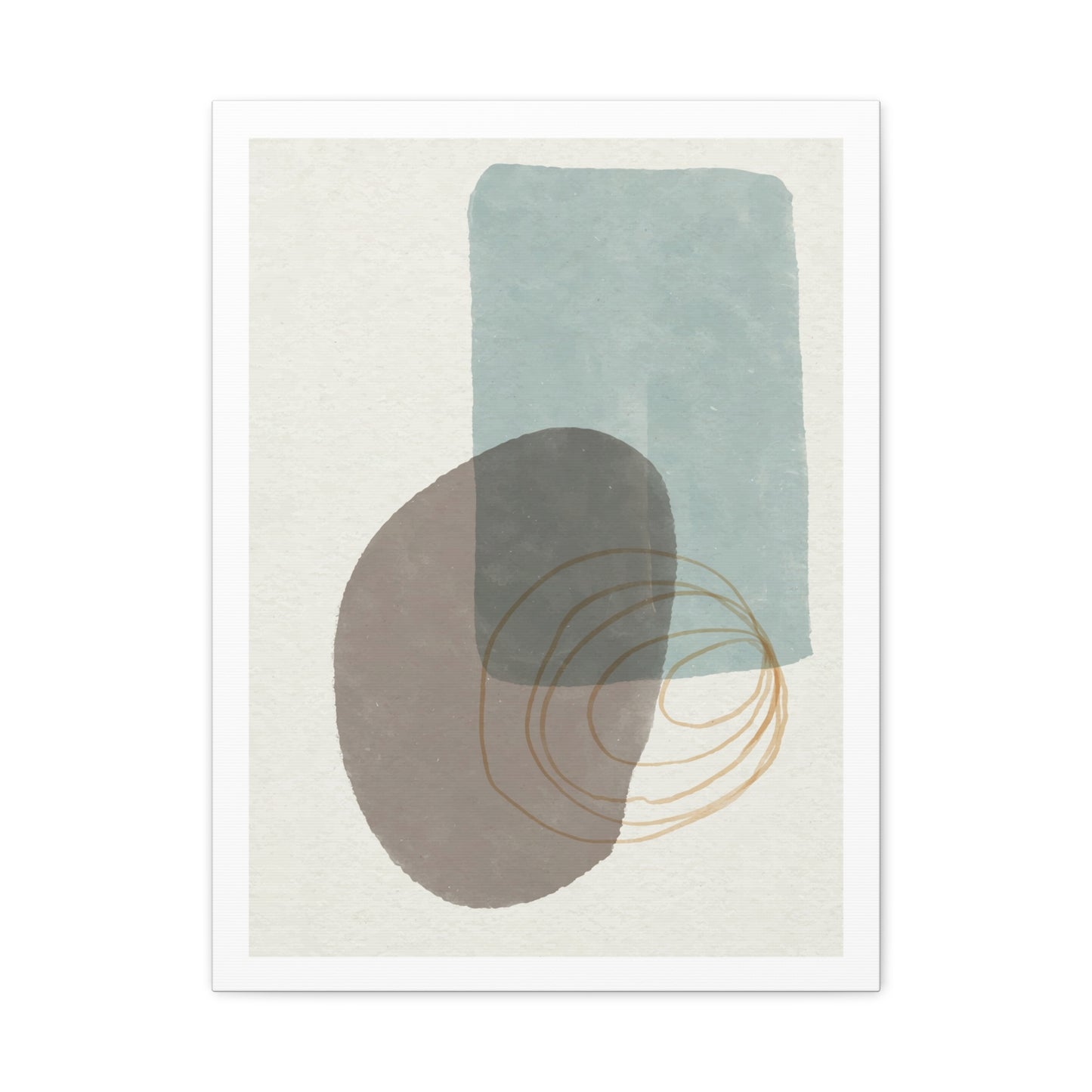 Blue Tone Watercolor Brush Art Set 1.1 - Matte Canvas Decor with Minimalist Leaf Design