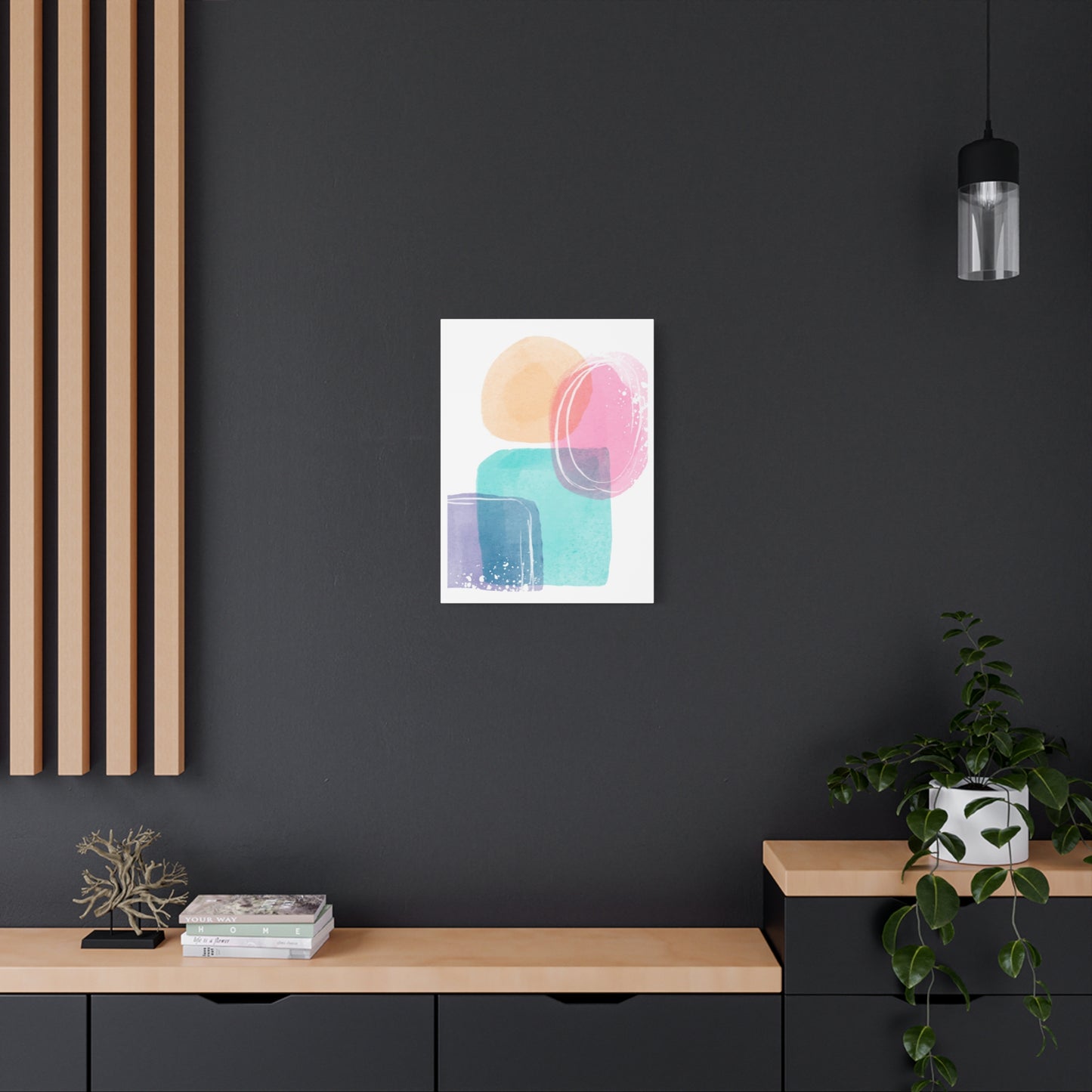 Soft Watercolor Color Set 1.1 - Matte Canvas Decor with Minimalist Leaf Design