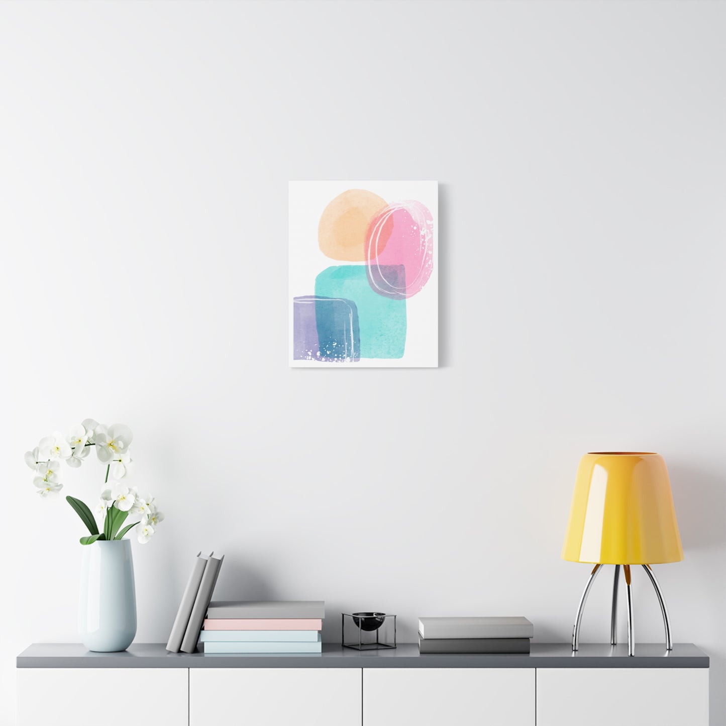 Soft Watercolor Color Set 1.1 - Matte Canvas Decor with Minimalist Leaf Design