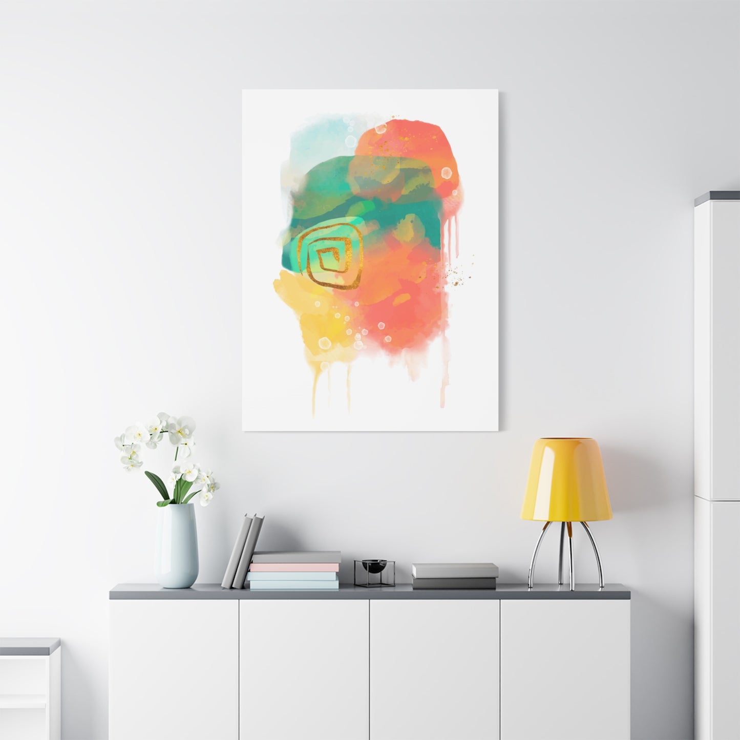 Watercolor Painting Set 1.2 - Matte Canvas Decor with Minimalist Leaf Design