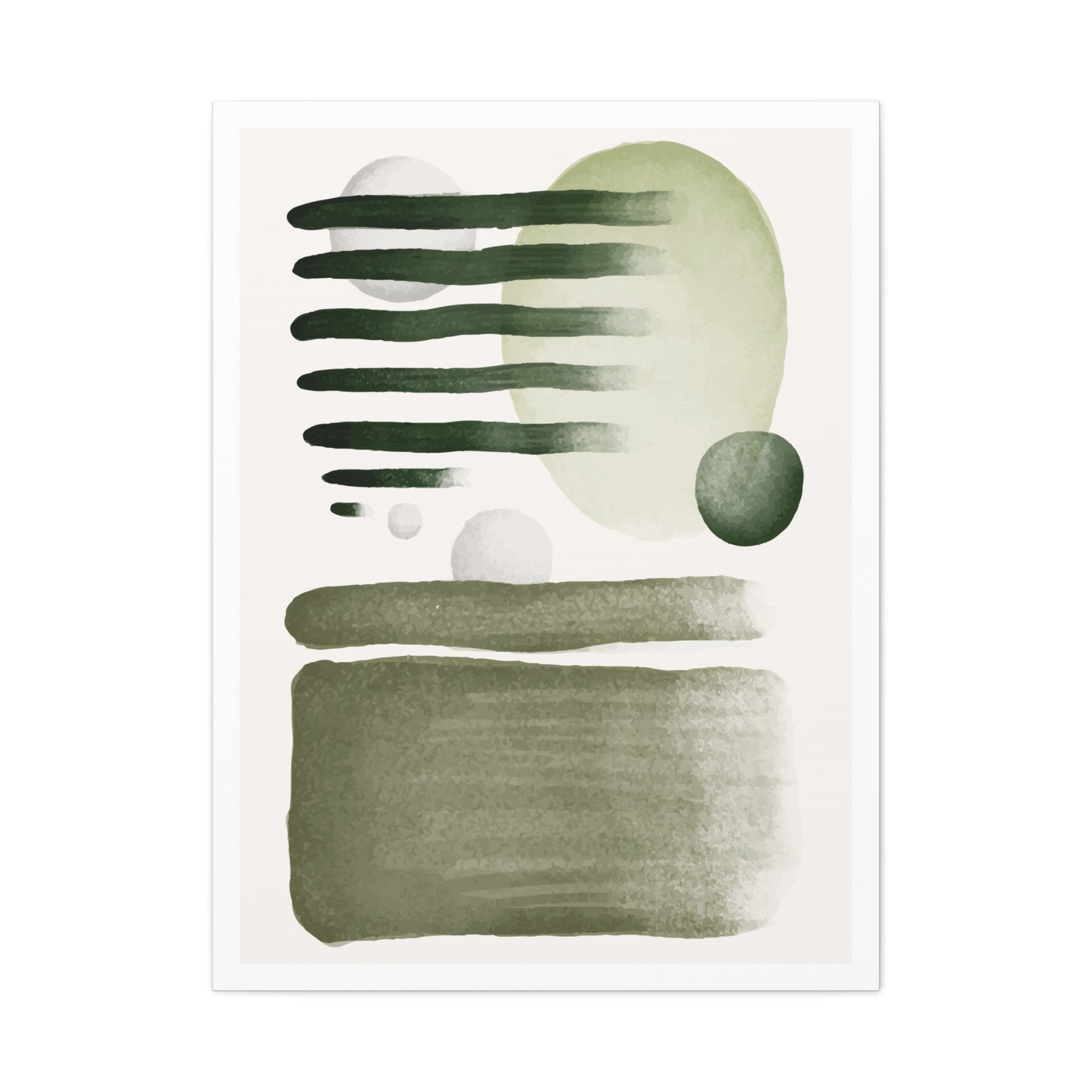 Olive Green Art Set 1.1 - Matte Canvas Decor with Minimalist Leaf Design