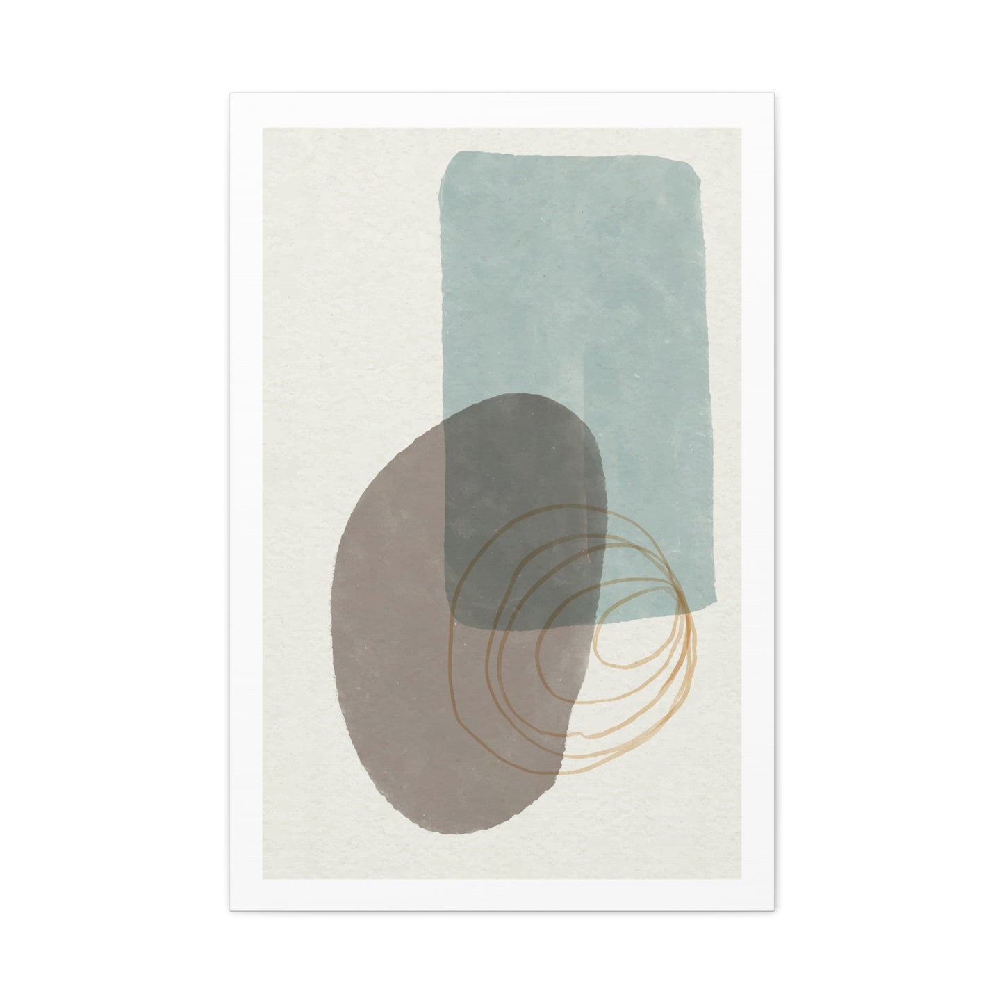 Blue Tone Watercolor Brush Art Set 1.1 - Matte Canvas Decor with Minimalist Leaf Design