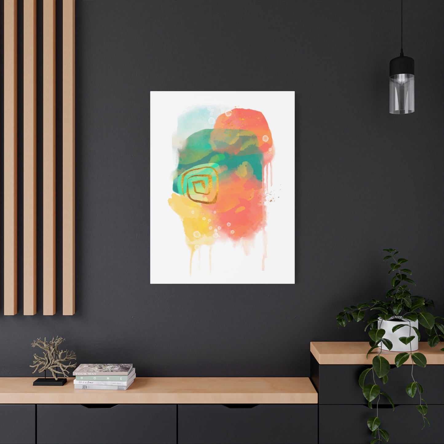 Watercolor Painting Set 1.2 - Matte Canvas Decor with Minimalist Leaf Design