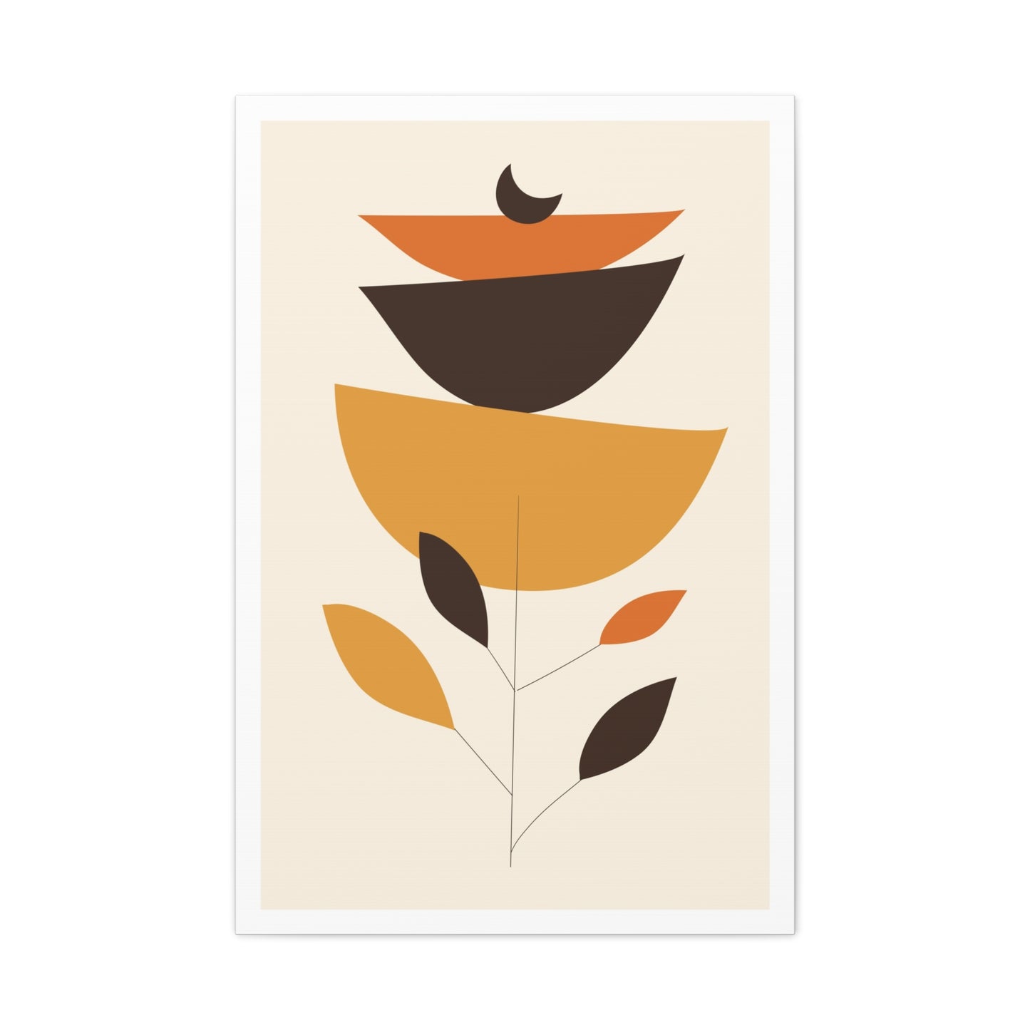 Lunar Bloom Art Set 1.2 - Matte Canvas Decor with Minimalist Leaf Design