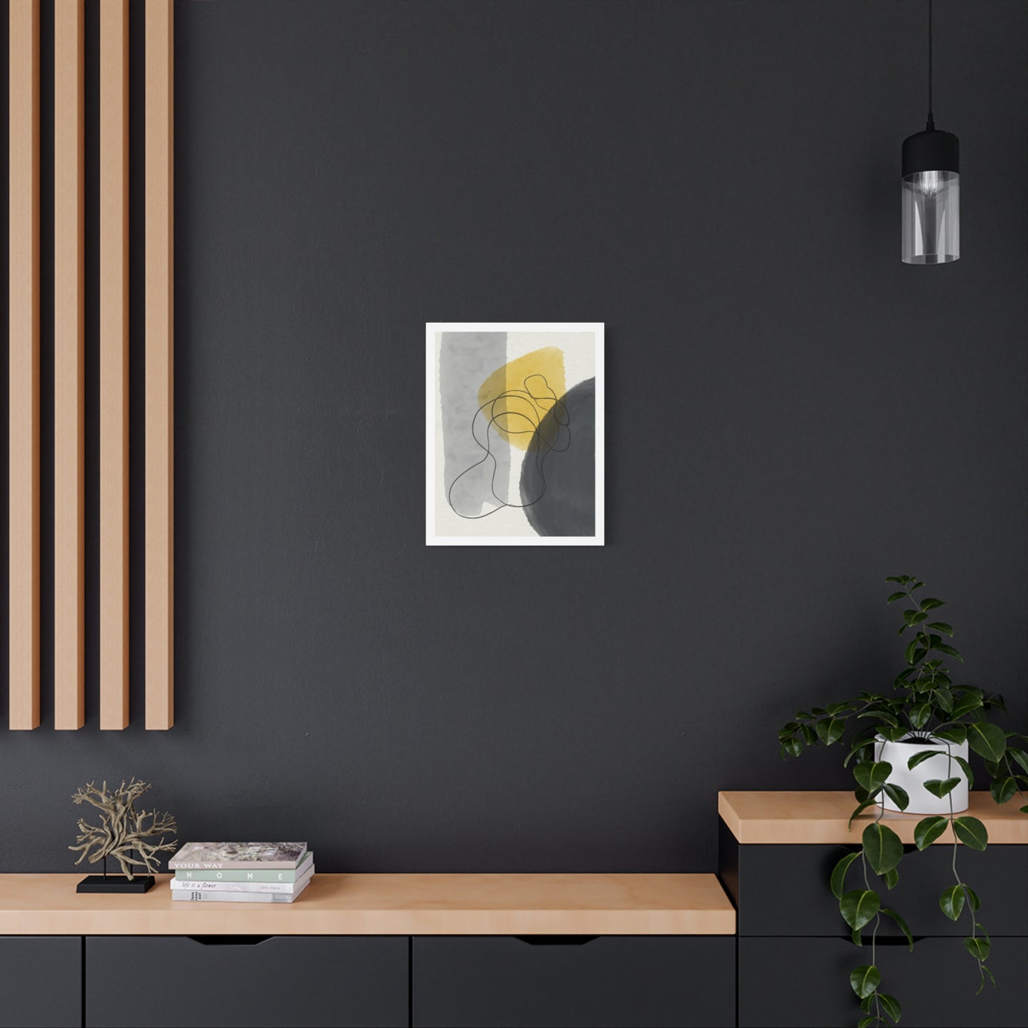 Gold Watercolor Wall Art Set 1.2 - Matte Canvas Decor with Minimalist Leaf Design