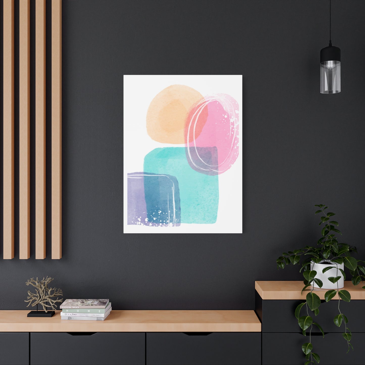 Soft Watercolor Color Set 1.1 - Matte Canvas Decor with Minimalist Leaf Design