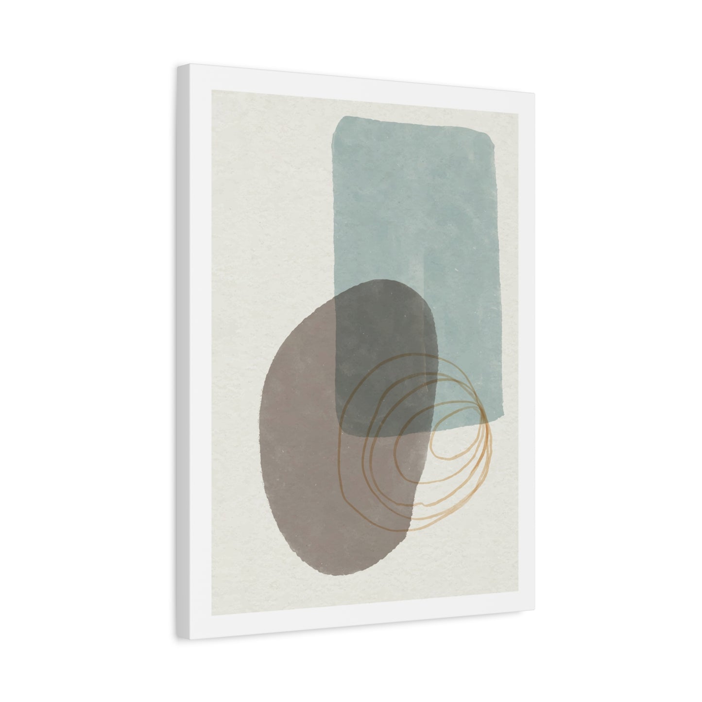 Blue Tone Watercolor Brush Art Set 1.1 - Matte Canvas Decor with Minimalist Leaf Design