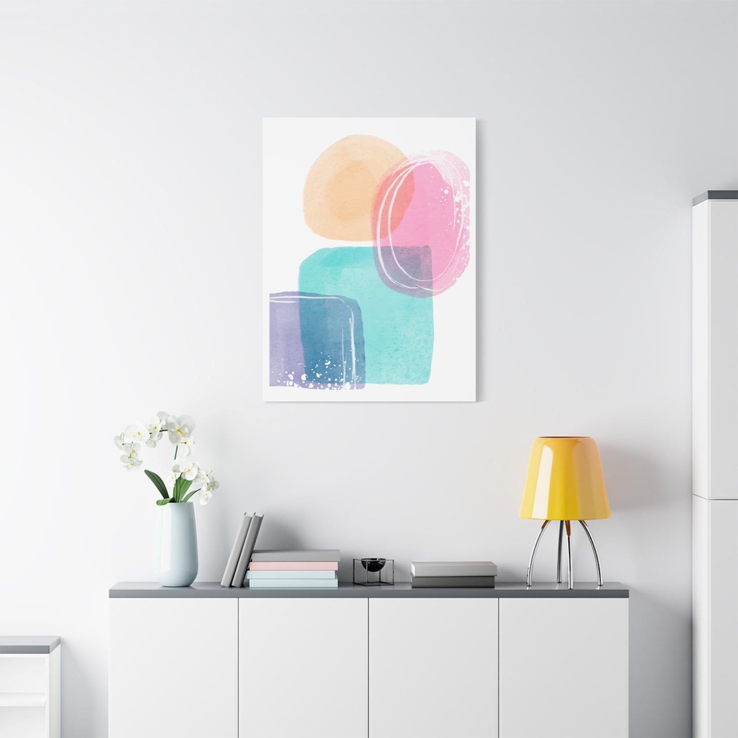 Soft Watercolor Color Set 1.1 - Matte Canvas Decor with Minimalist Leaf Design