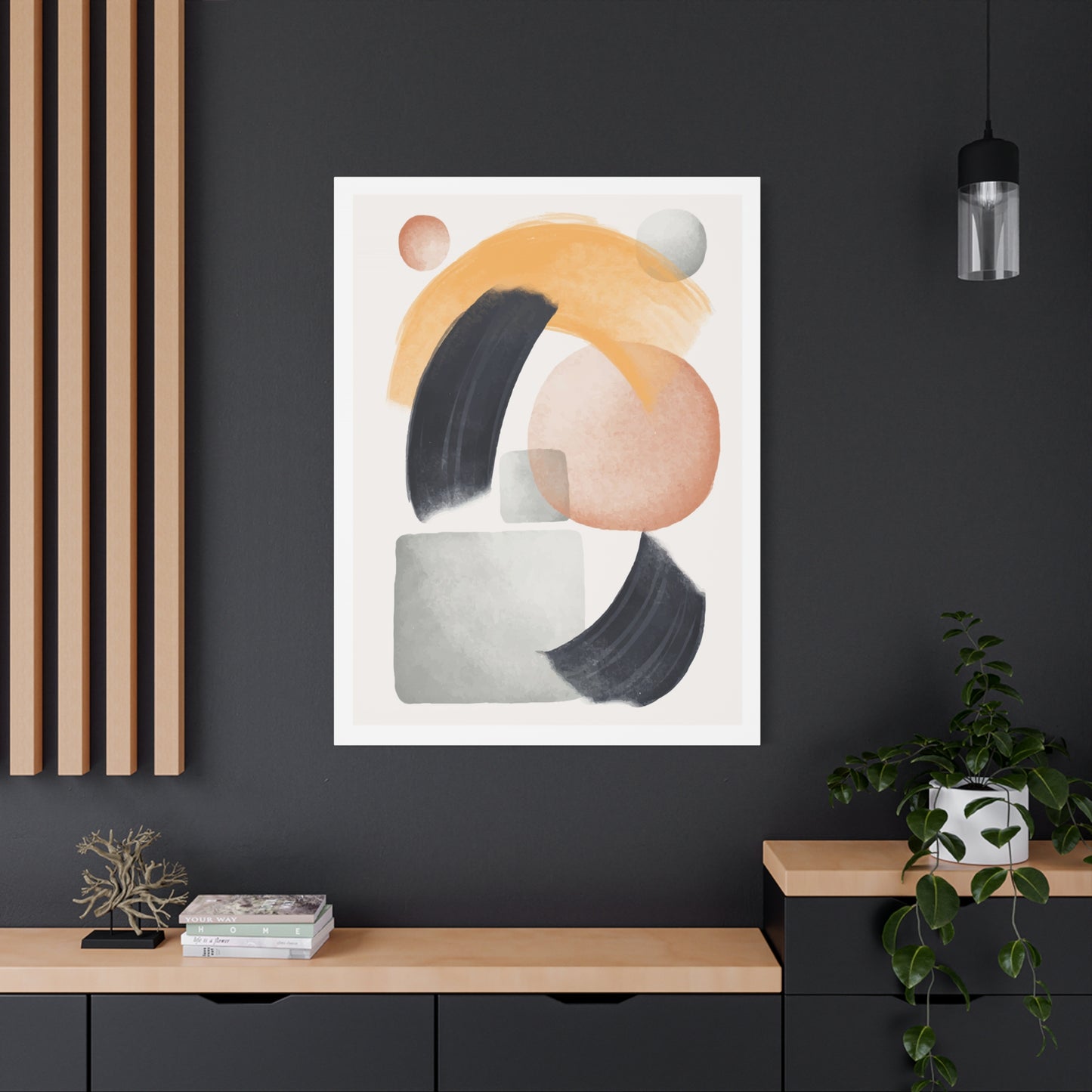 Minimal Watercolor Brush Art Set 1.2 - Matte Canvas Decor with Minimalist Leaf Design