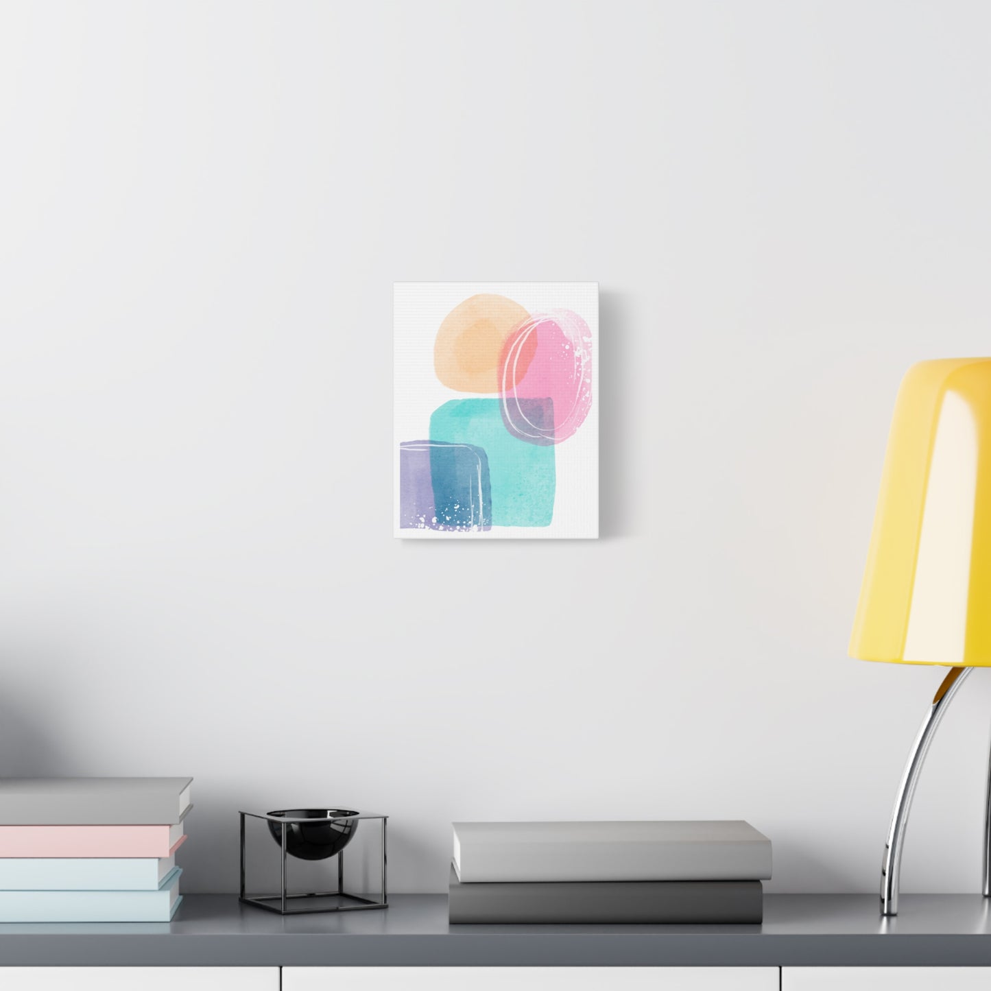 Soft Watercolor Color Set 1.1 - Matte Canvas Decor with Minimalist Leaf Design