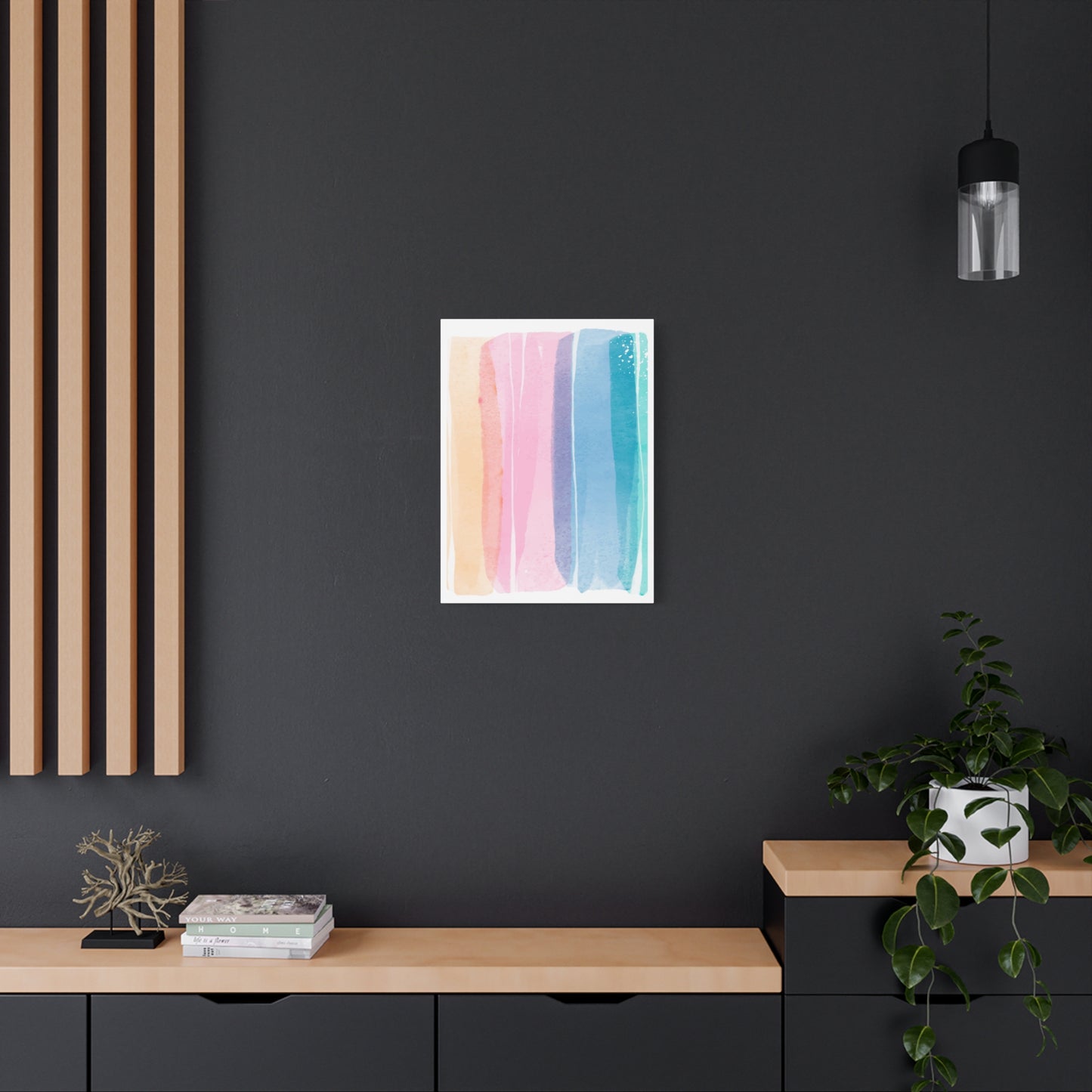 Soft Watercolor Color Set 1.3- Matte Canvas Decor with Minimalist Leaf Design
