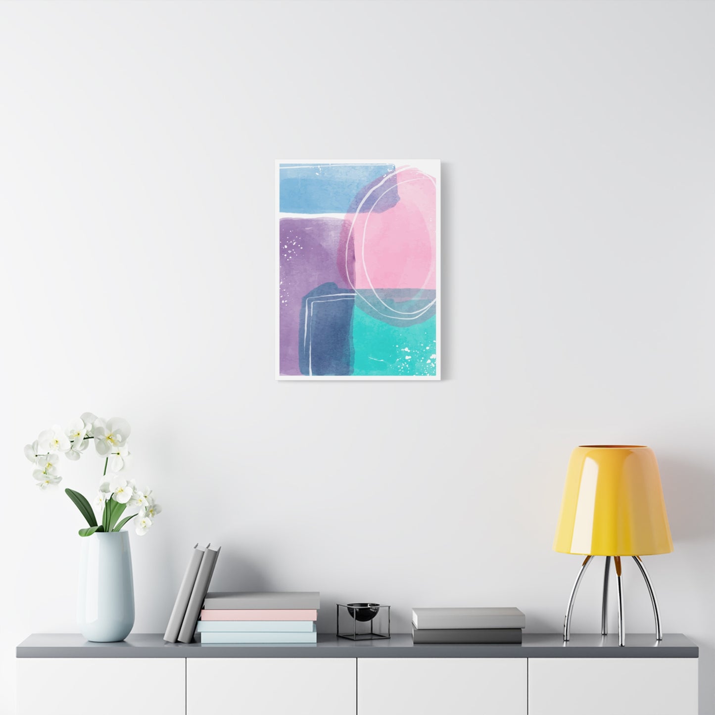 Soft Watercolor Color Art Set 1.2 - Matte Canvas Decor with Minimalist Leaf Design