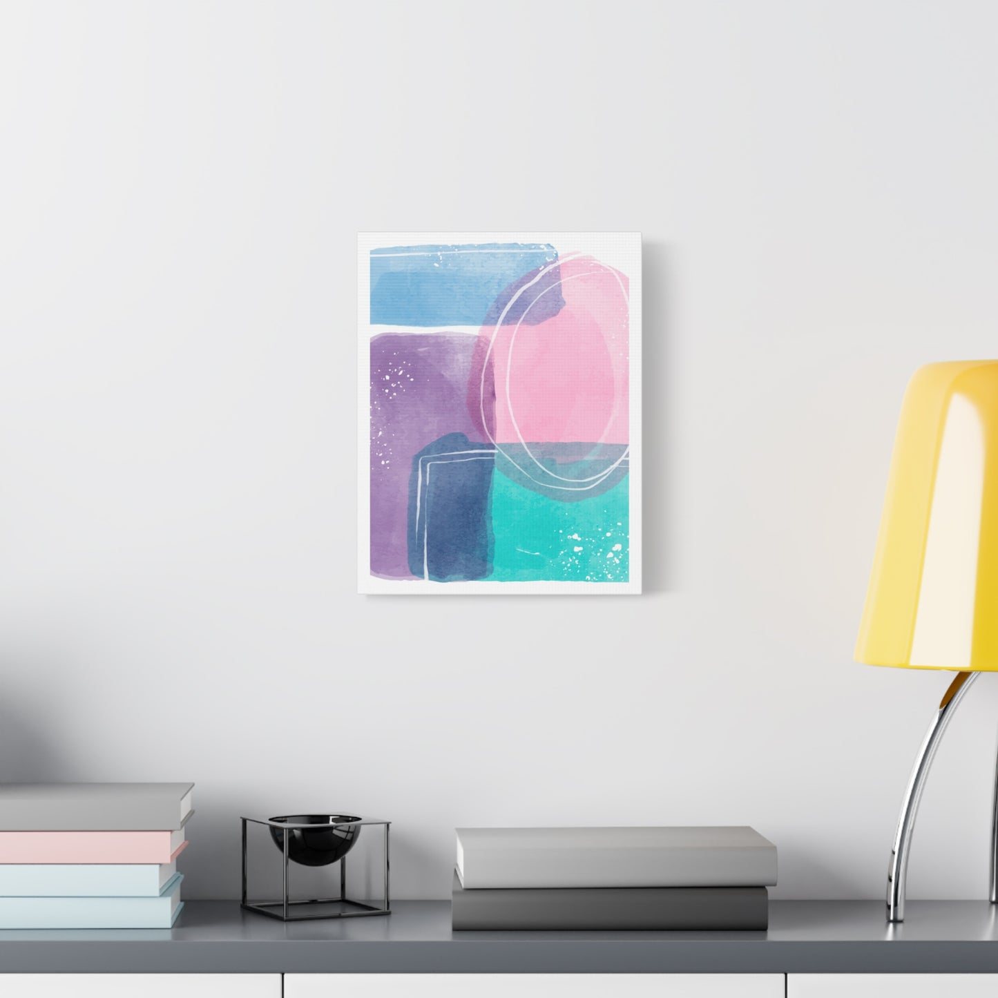 Soft Watercolor Color Art Set 1.2 - Matte Canvas Decor with Minimalist Leaf Design