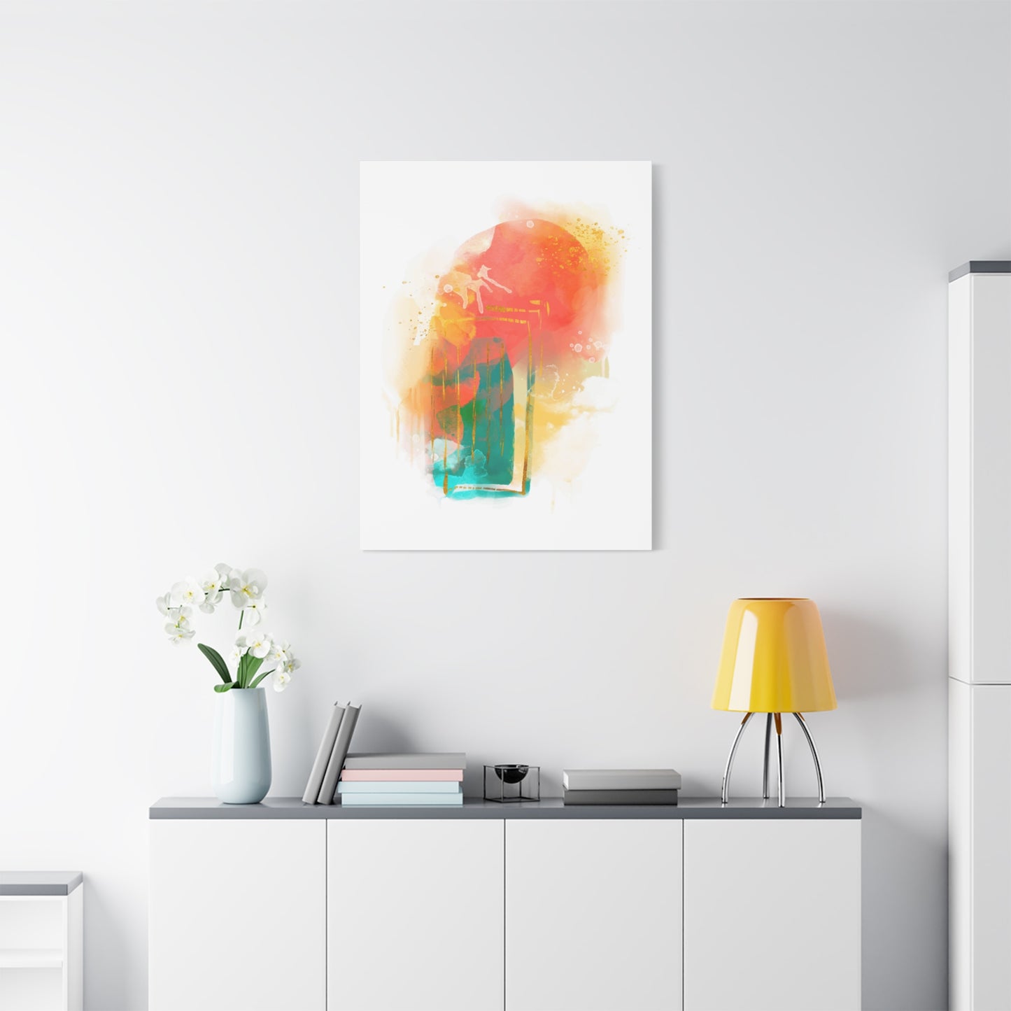 Watercolor Painting Set 1.3 - Matte Canvas Decor with Minimalist Leaf Design