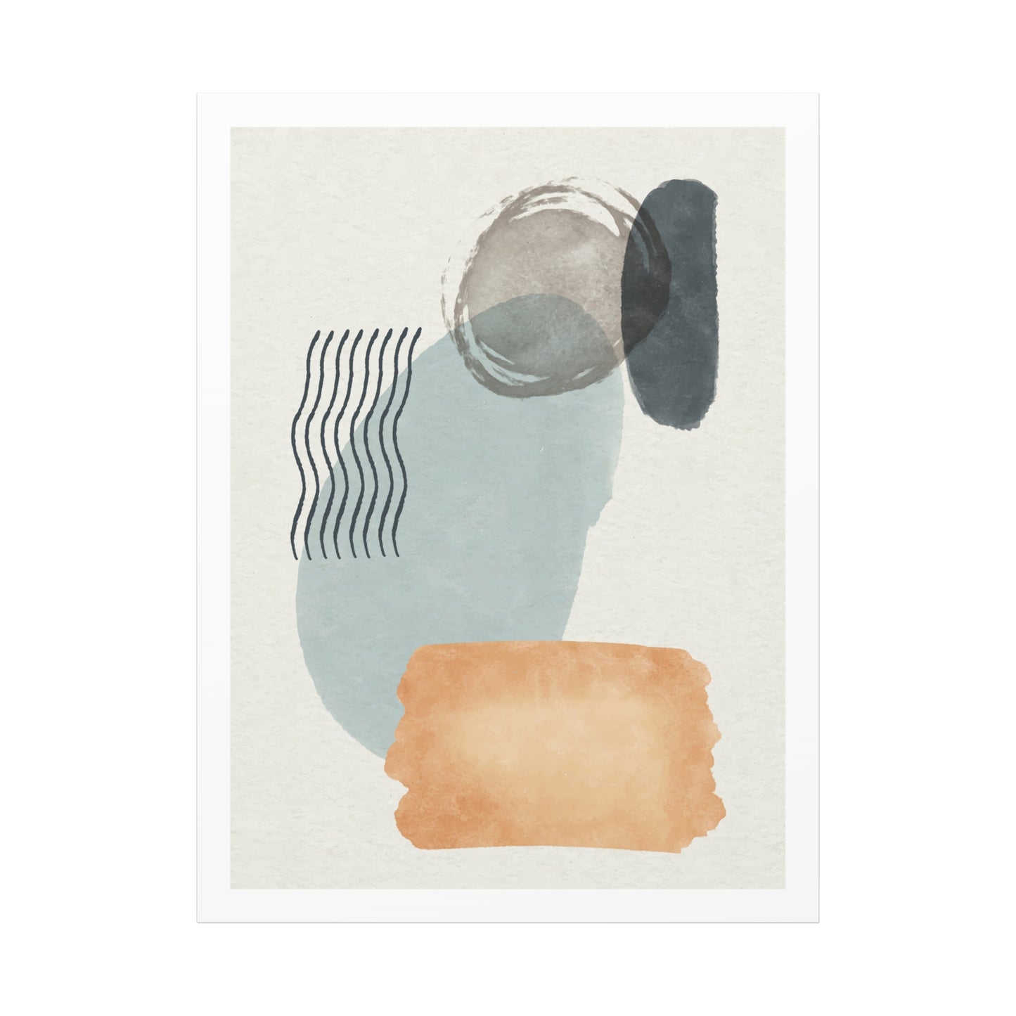 Blue Tone Watercolor Brush Art Set 1.2 - Matte Canvas Decor with Minimalist Leaf Design