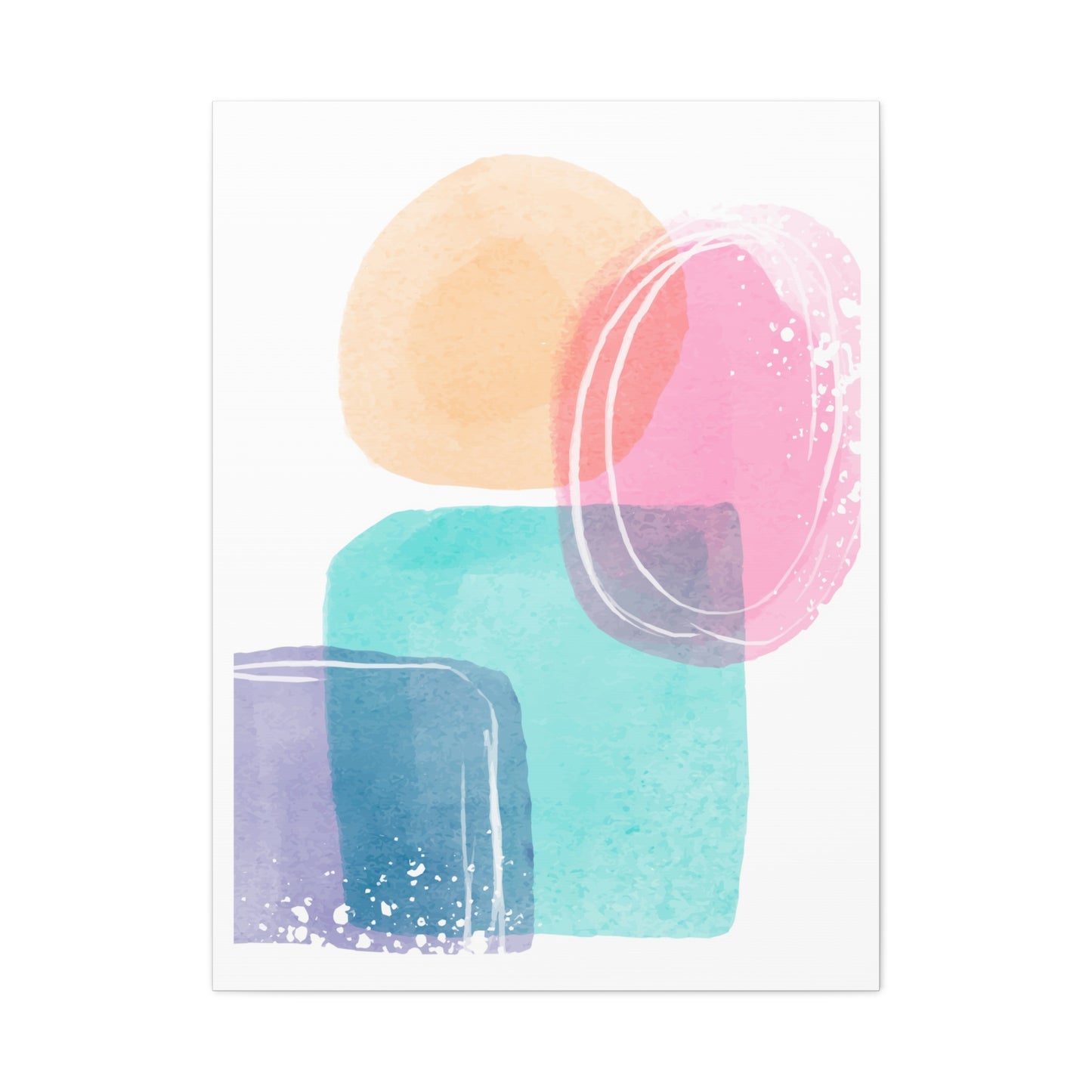 Soft Watercolor Color Set 1.1 - Matte Canvas Decor with Minimalist Leaf Design