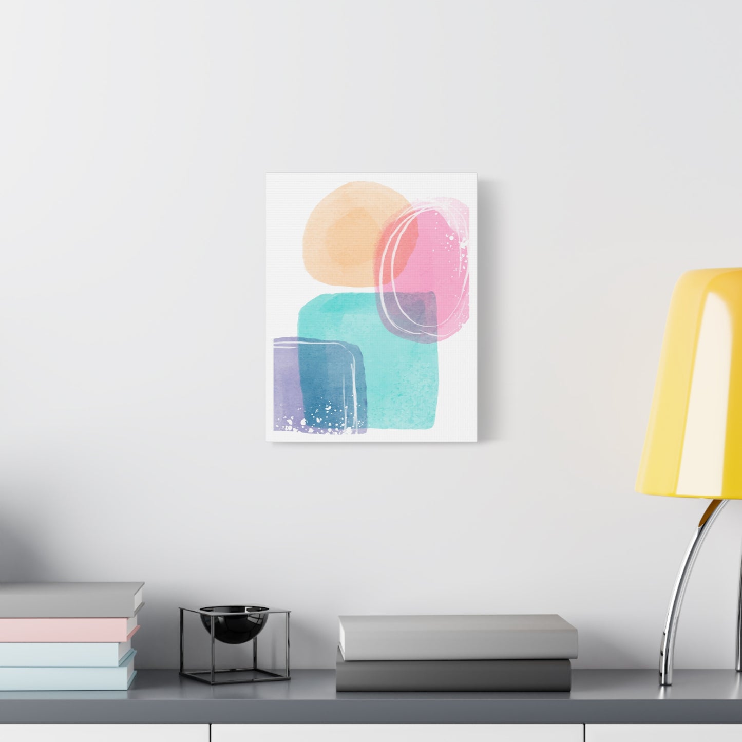 Soft Watercolor Color Set 1.1 - Matte Canvas Decor with Minimalist Leaf Design
