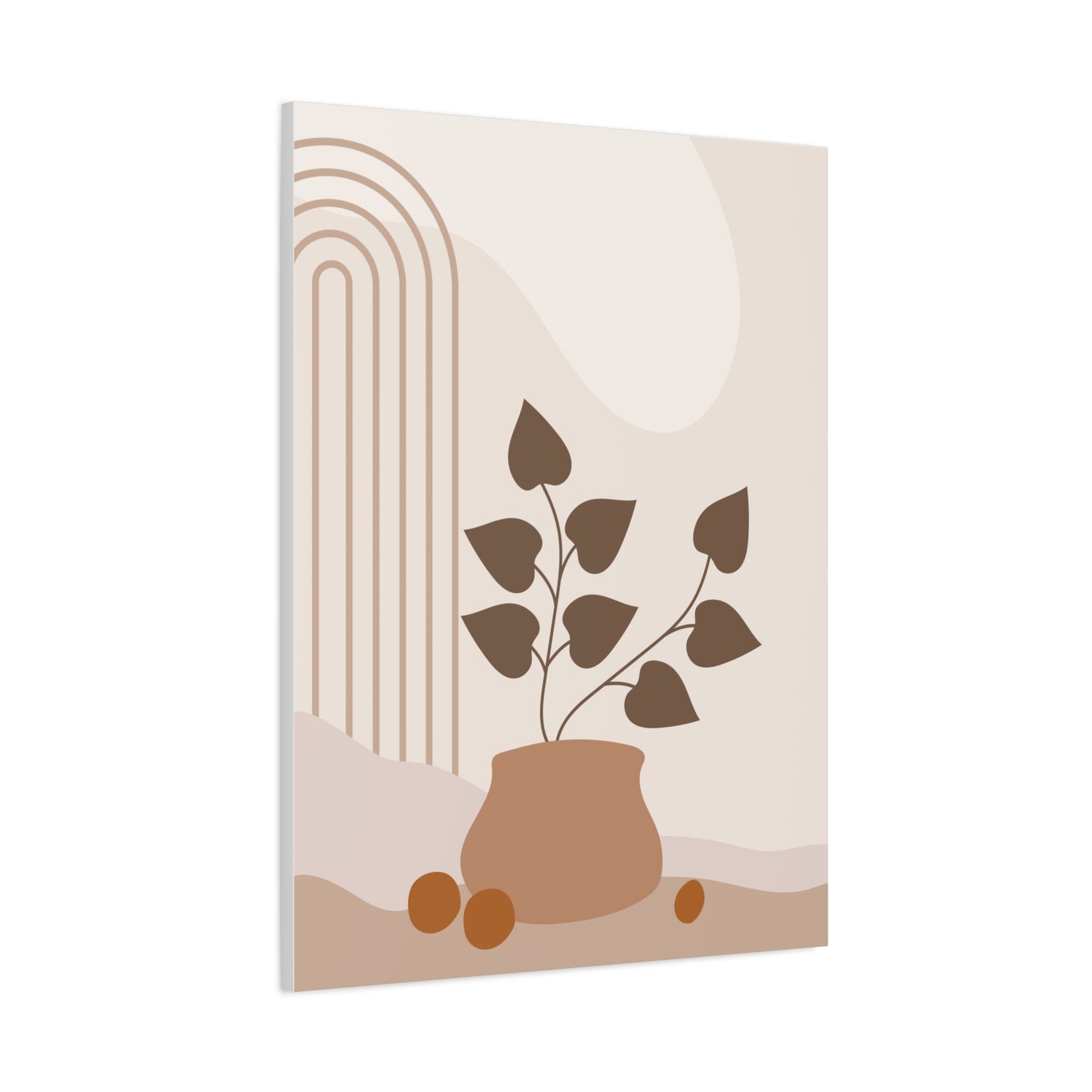 Brown View Wall Art Set 1.3 - Matte Canvas Decor with Minimalist Leaf Design