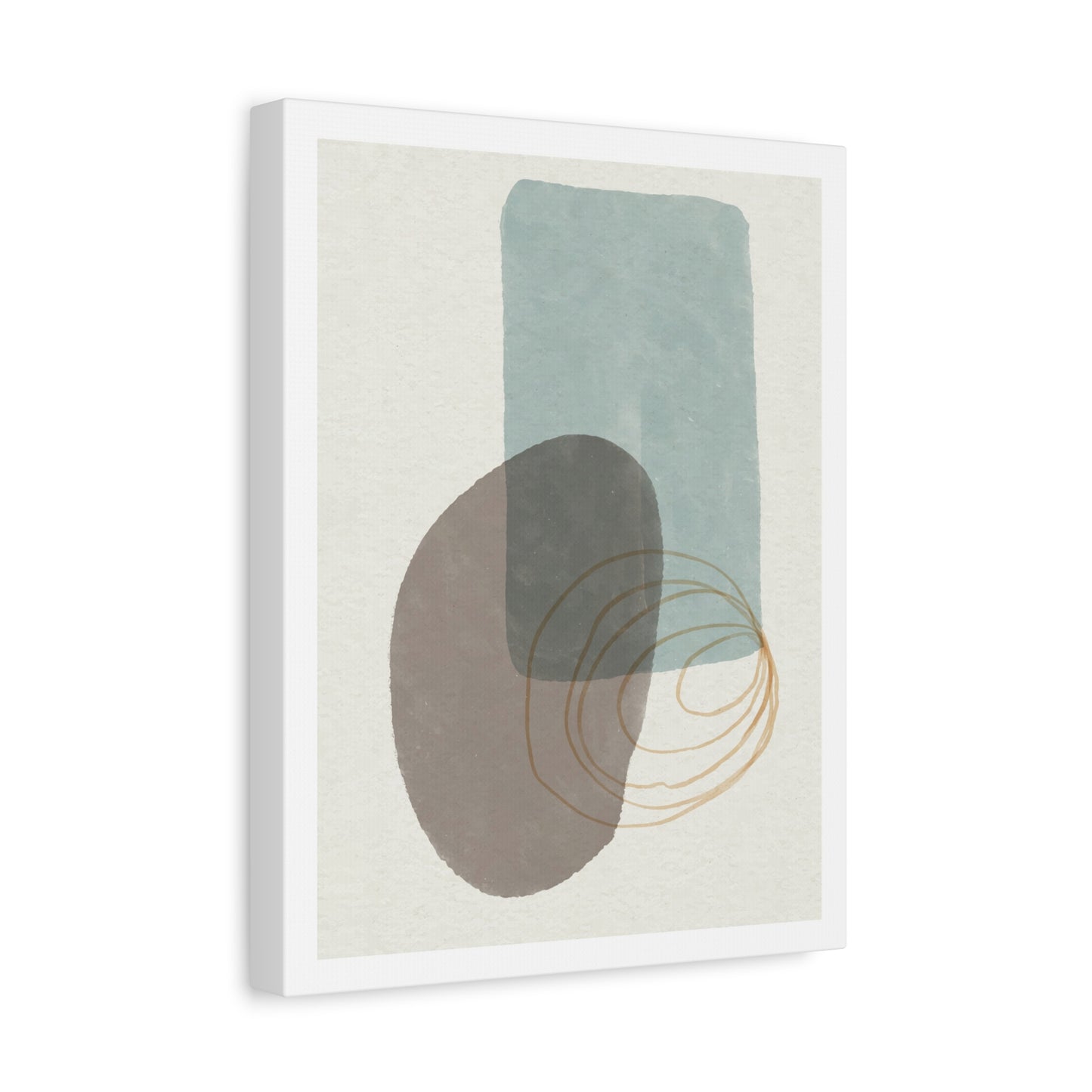 Blue Tone Watercolor Brush Art Set 1.1 - Matte Canvas Decor with Minimalist Leaf Design