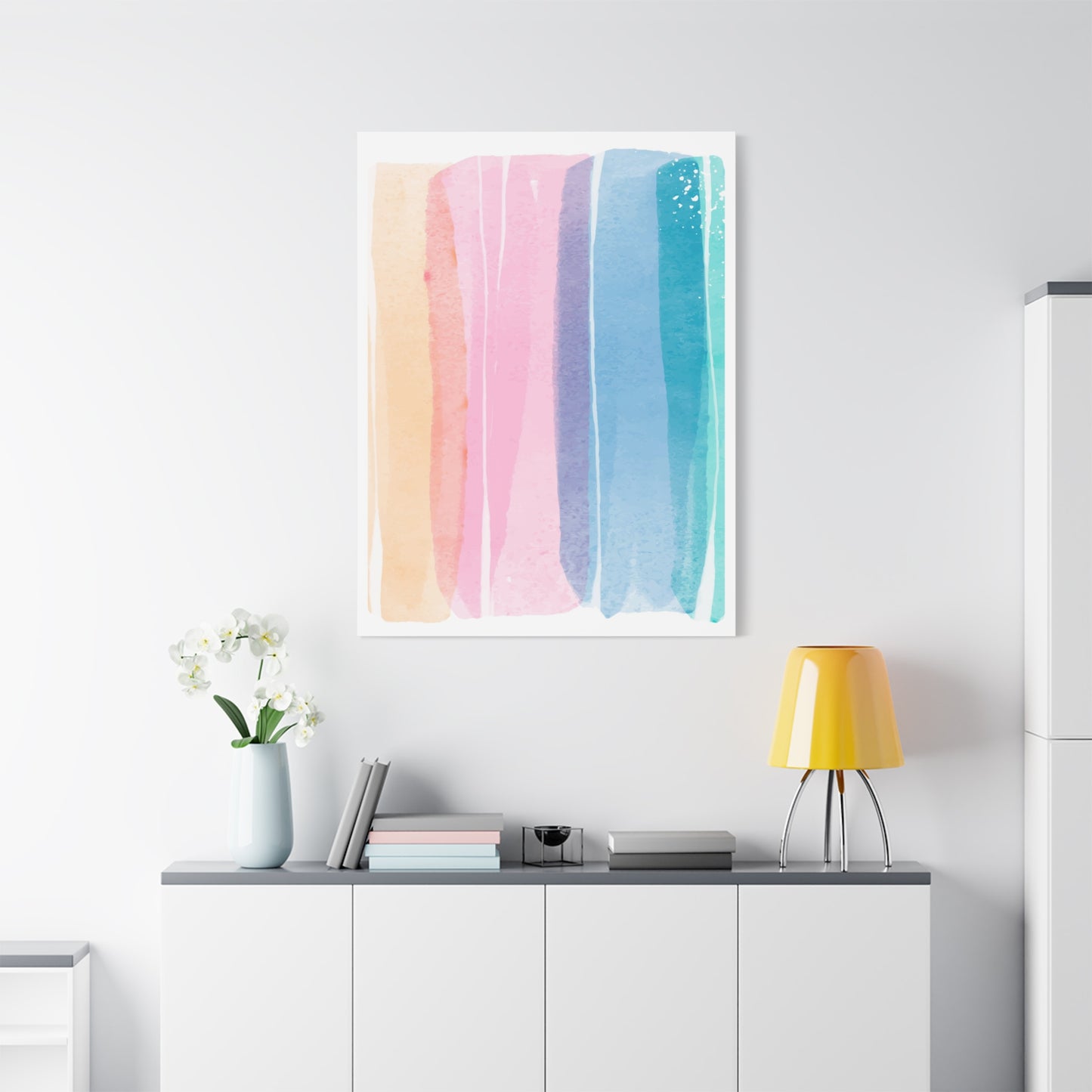 Soft Watercolor Color Set 1.3- Matte Canvas Decor with Minimalist Leaf Design