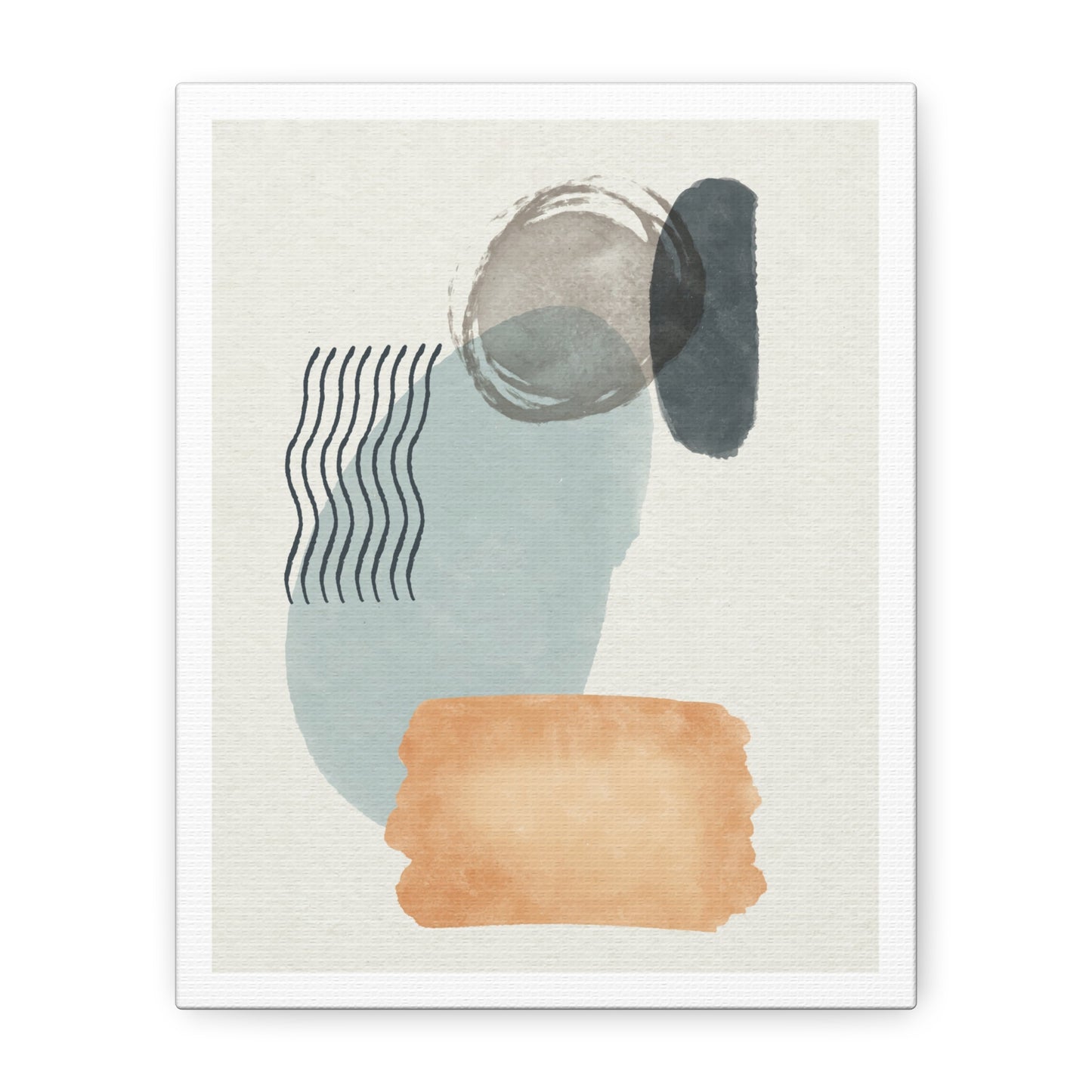 Blue Tone Watercolor Brush Art Set 1.2 - Matte Canvas Decor with Minimalist Leaf Design