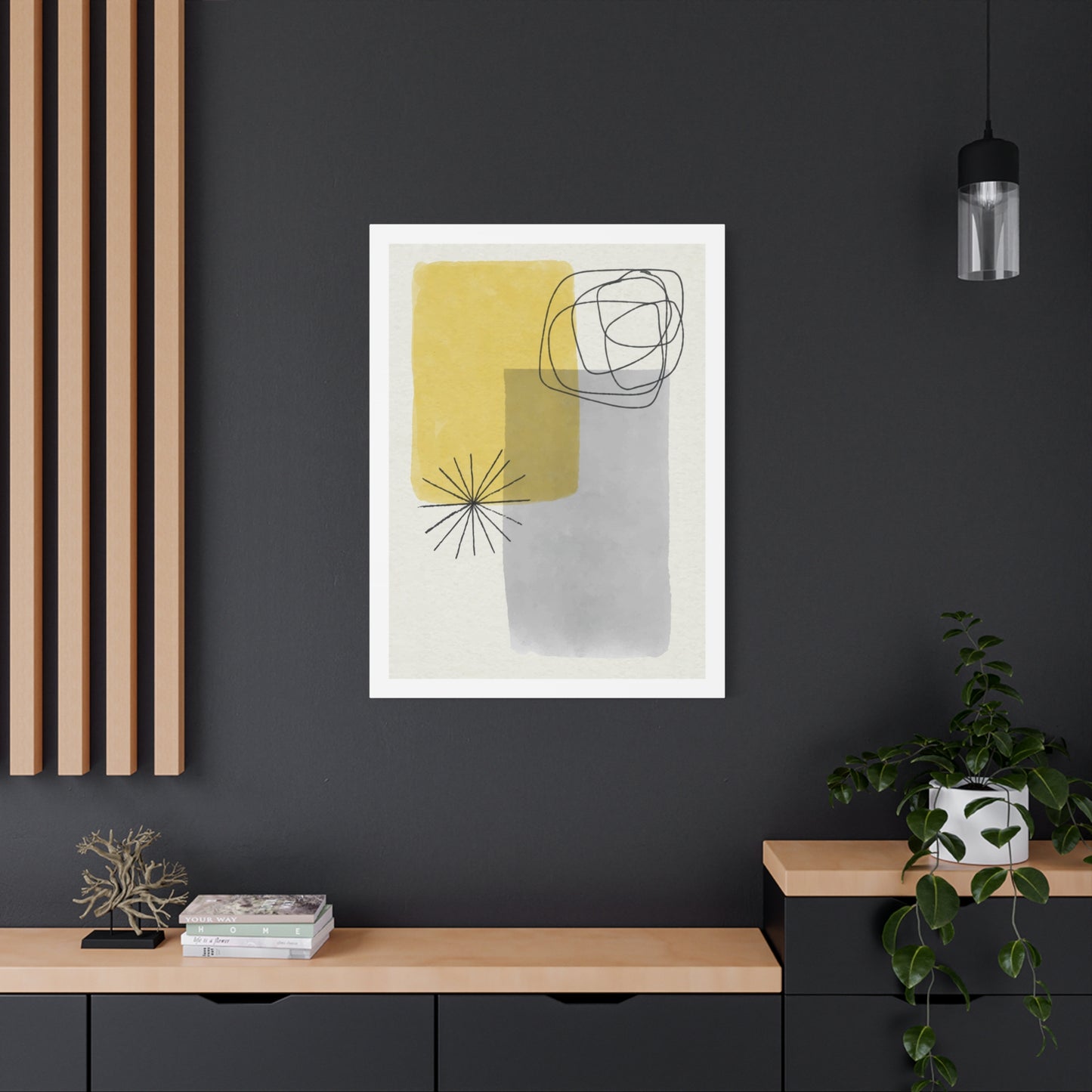 Gold Watercolor Wall Art Set 1.3 - Matte Canvas Decor with Minimalist Leaf Design