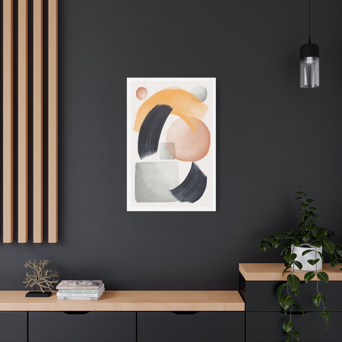 Minimal Watercolor Brush Art Set 1.2 - Matte Canvas Decor with Minimalist Leaf Design