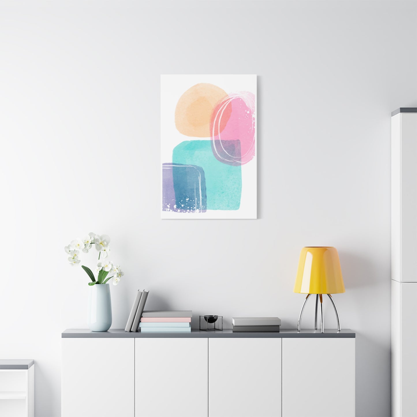 Soft Watercolor Color Set 1.1 - Matte Canvas Decor with Minimalist Leaf Design