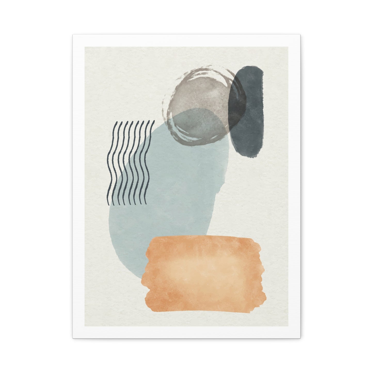 Blue Tone Watercolor Brush Art Set 1.2 - Matte Canvas Decor with Minimalist Leaf Design